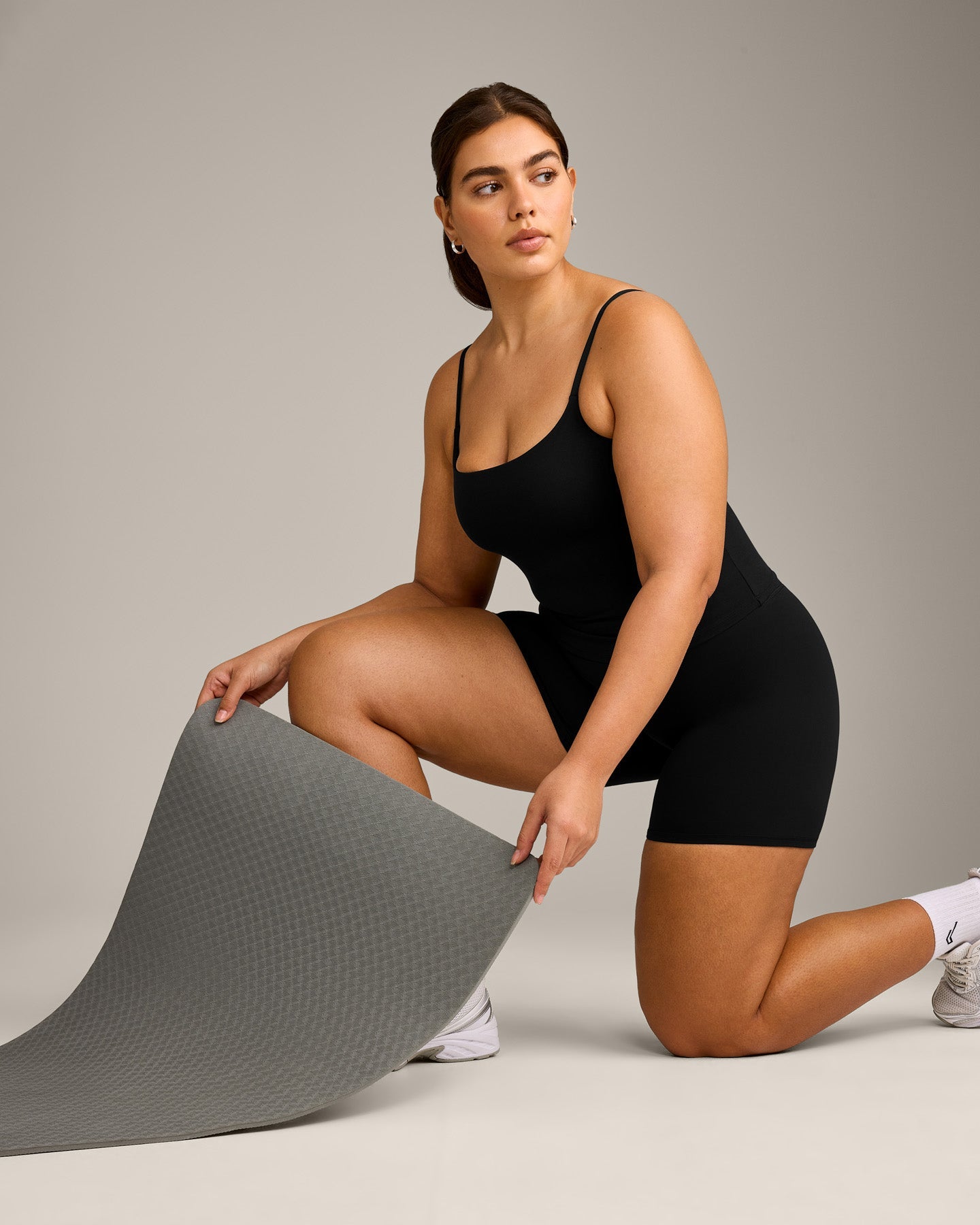 Alternative view of SoftMotion Strappy Vest with Built in Bra Shelf with Grey Logo | Black
