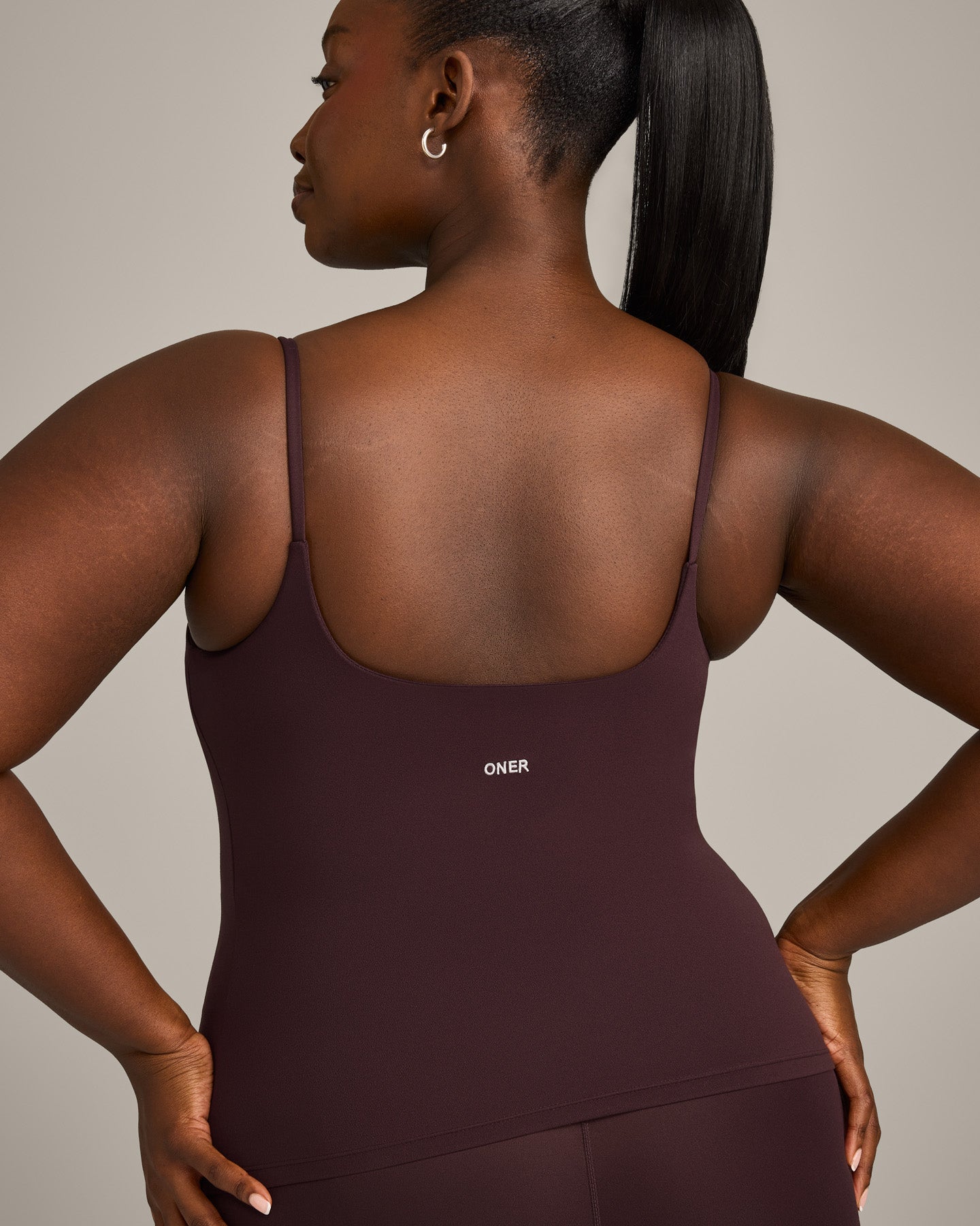 SoftMotion Strappy Vest with Built in Bra Shelf with Grey Logo | Plum Brown - Image 4