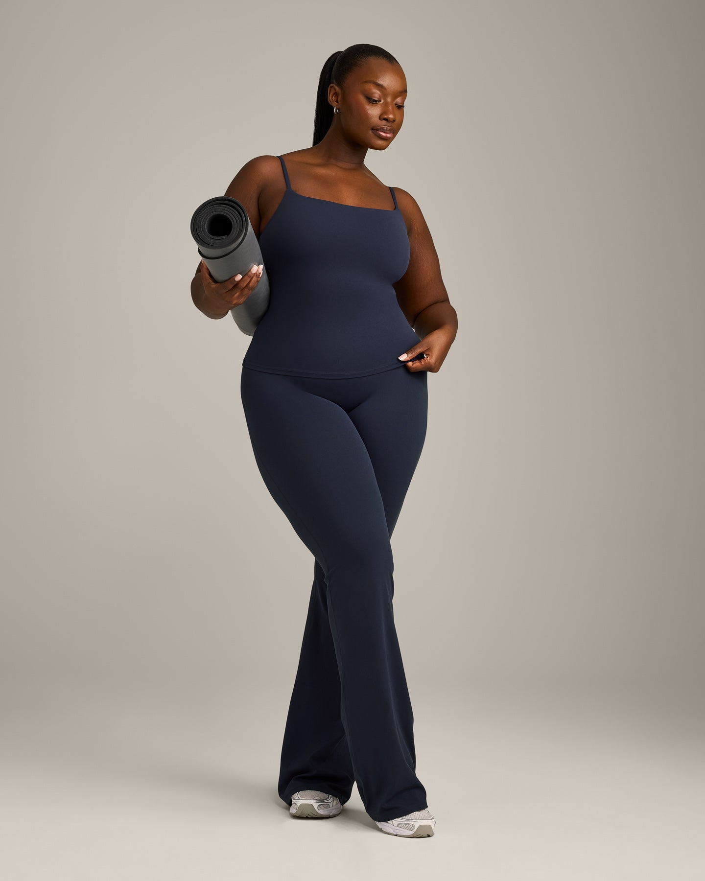 SoftMotion Strappy Vest with Built in Bra Shelf with Grey Logo | True Blue - Image 3