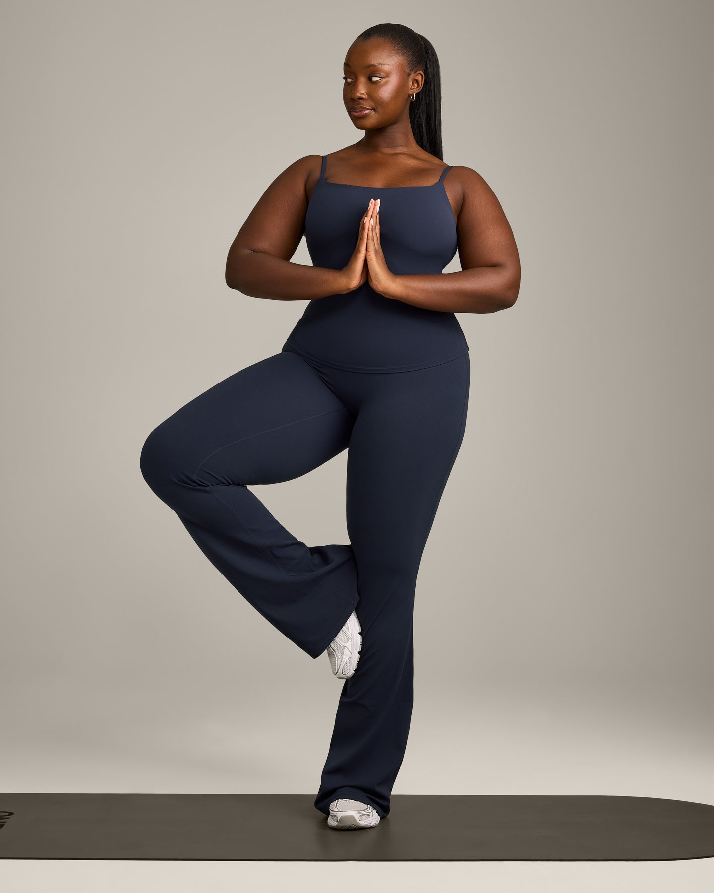 SoftMotion Strappy Vest with Built in Bra Shelf with Grey Logo | True Blue - Image 5