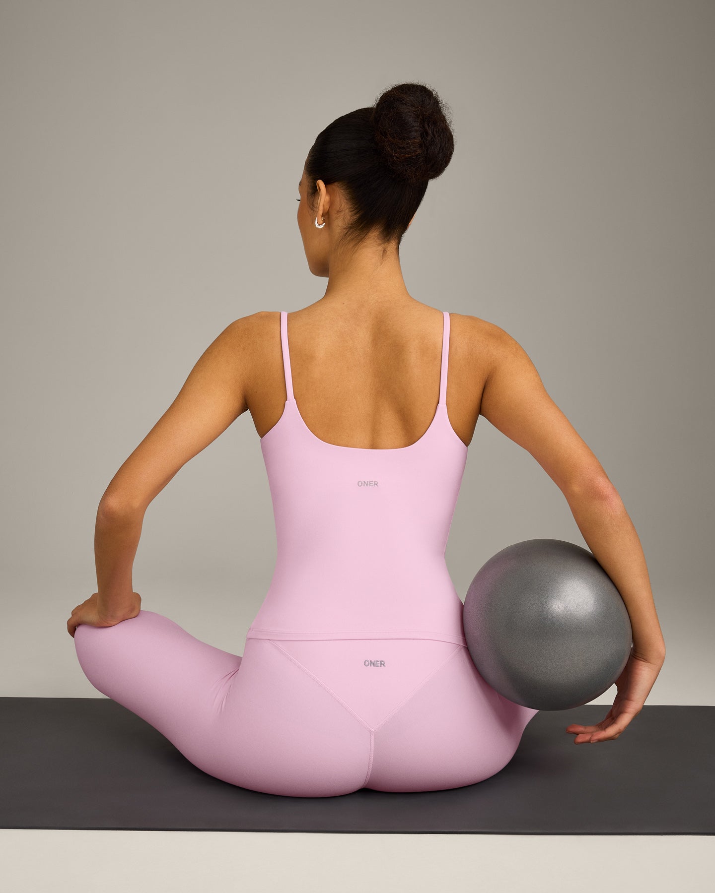 Alternative view of SoftMotion Strappy Vest with Built in Bra Shelf with Grey Logo | Chalk Pink