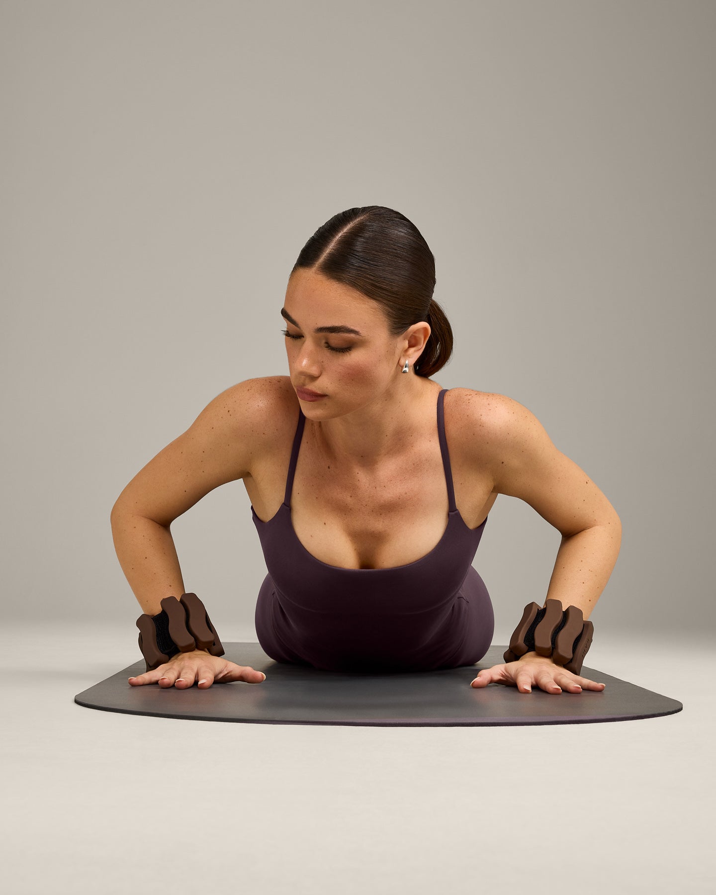 SoftMotion Strappy Vest with Built in Bra Shelf with Grey Logo | Dark Umber Brown - Image 4