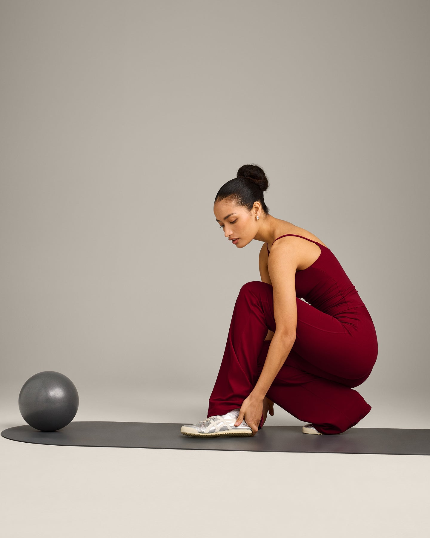 SoftMotion Strappy Vest with Built in Bra Shelf with Grey Logo | Ruby Red - Image 3