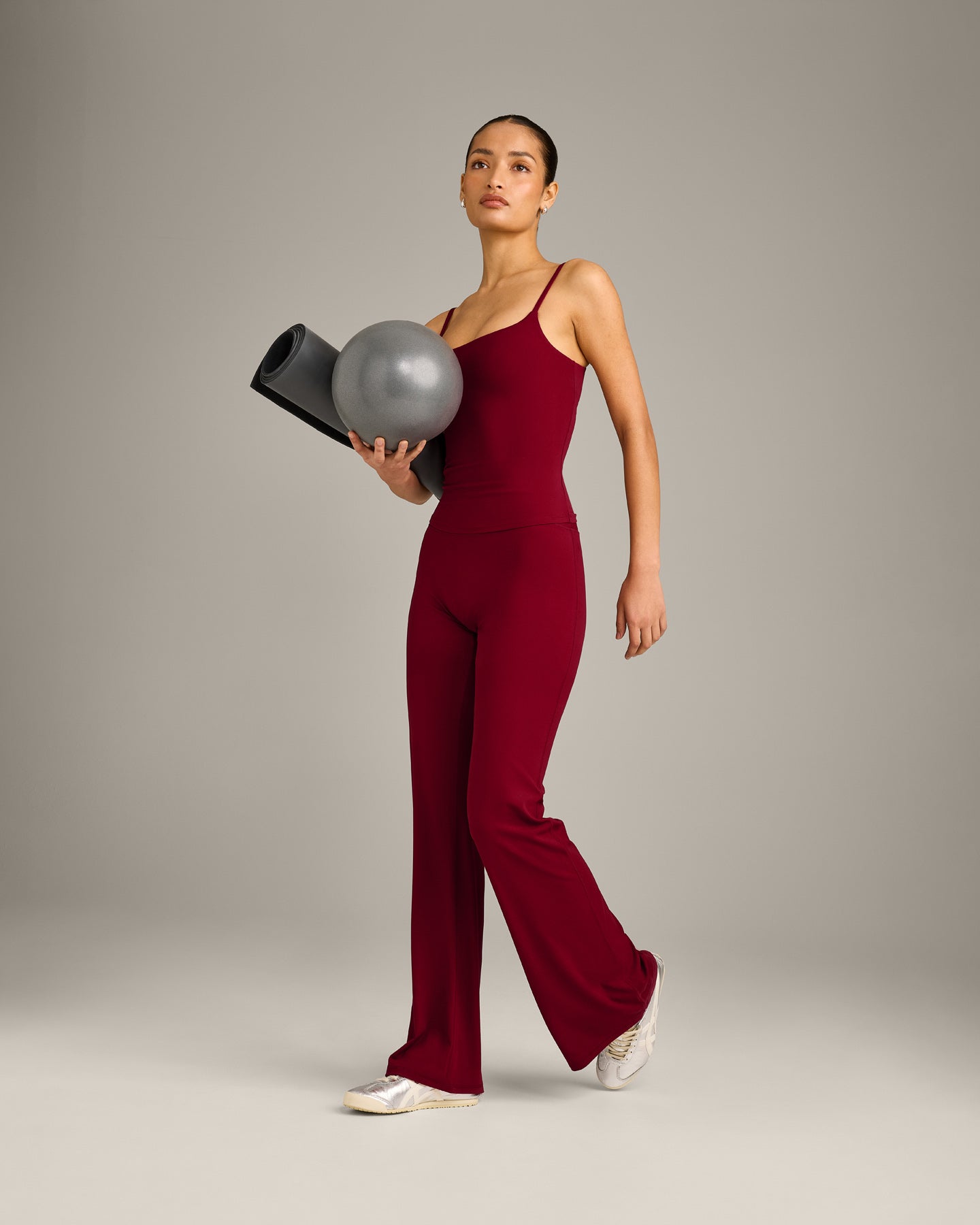 SoftMotion Strappy Vest with Built in Bra Shelf with Grey Logo | Ruby Red - Image 5