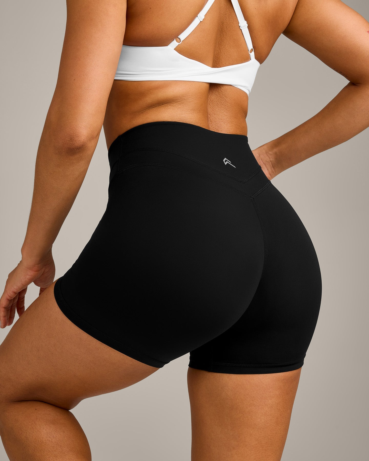 UnifiedMove High Waisted Shorts 6" with Reflective Logo | Black - Image 5