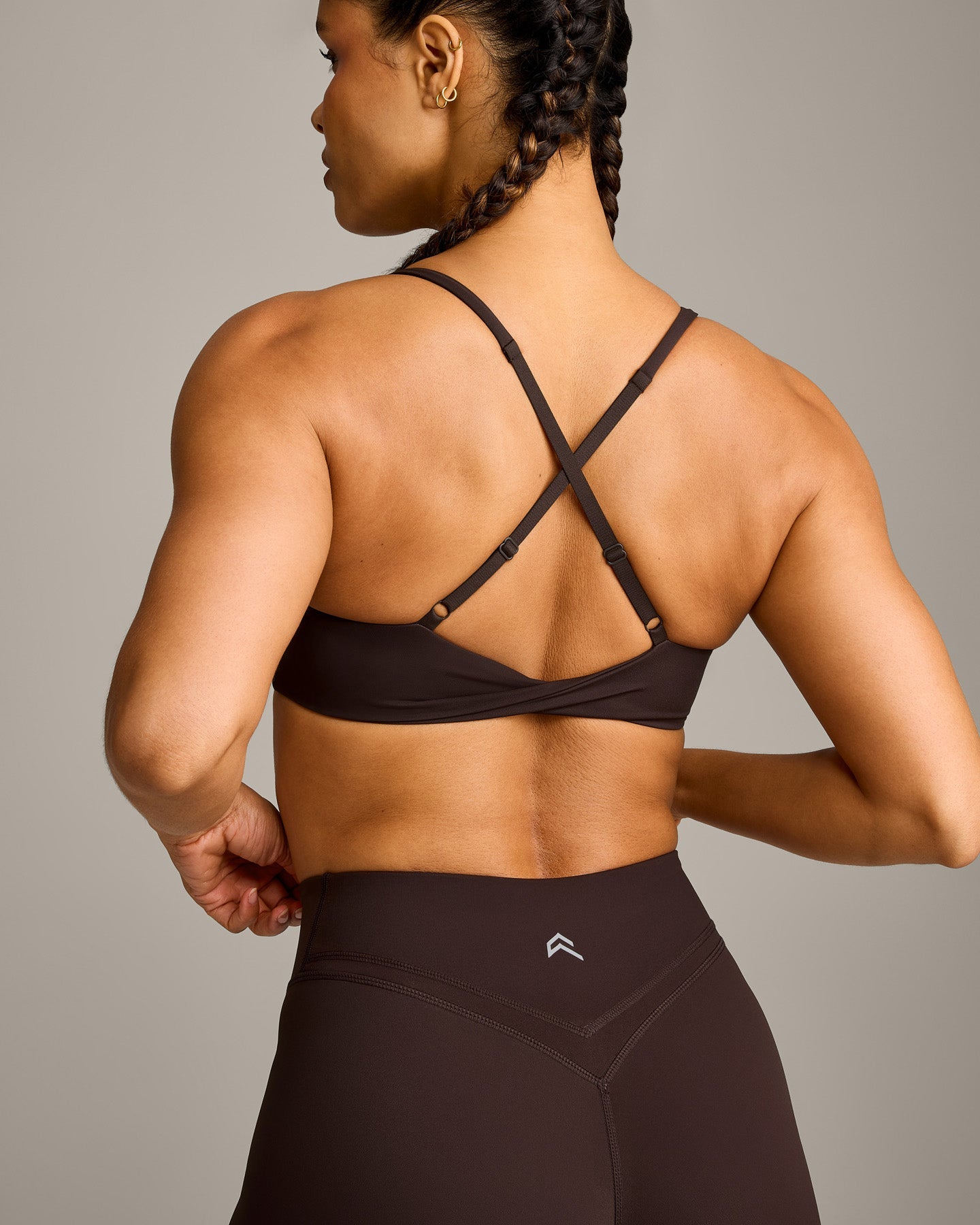 UnifiedMove Micro Bralette with Reflective Logo | 70% Cocoa - Image 4