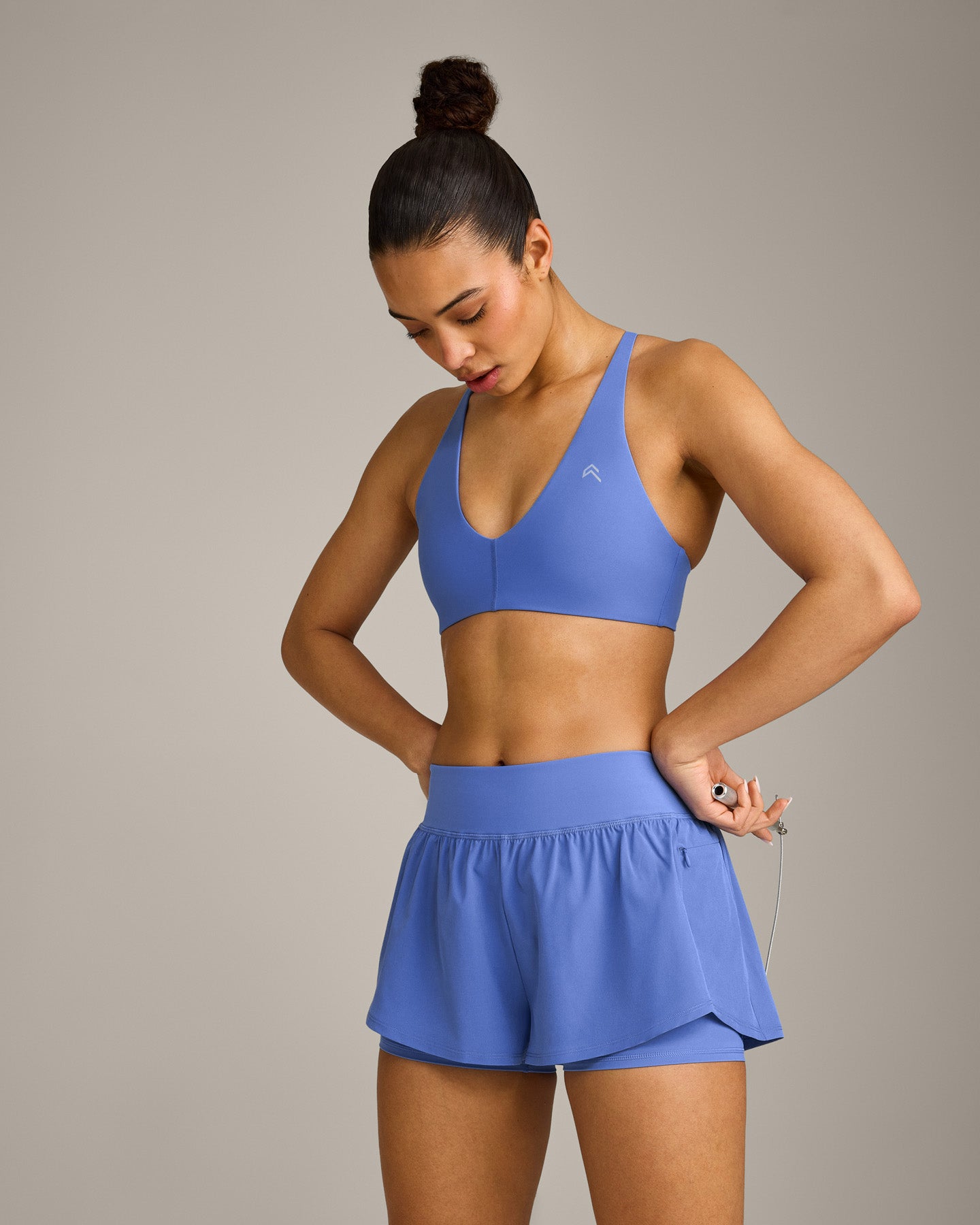 Alternative view of UnifiedMove Micro Bralette with Reflective Logo | Glaucous Blue