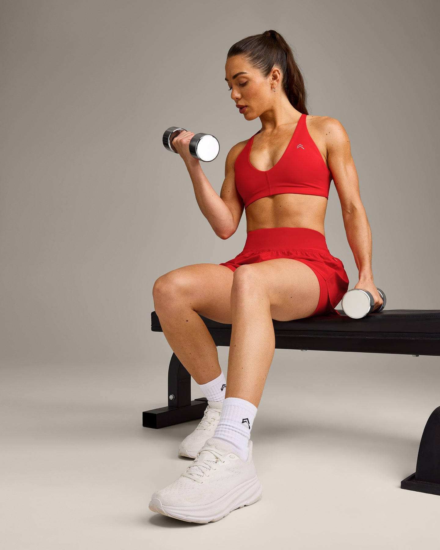 Alternative view of UnifiedMove Micro Bralette with Reflective Logo | Muscle Mommy Red