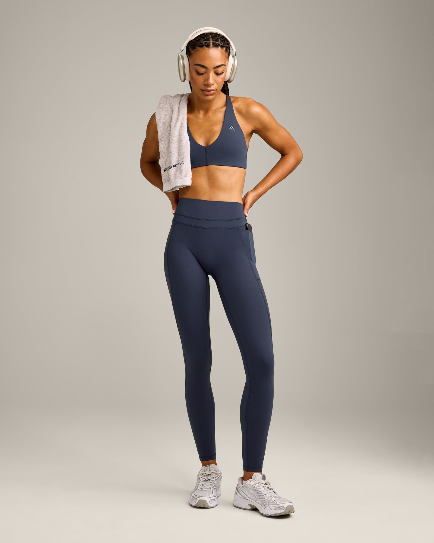 UnifiedMove High Waisted Pocket Leggings with Reflective Logo | True Blue - Image 3