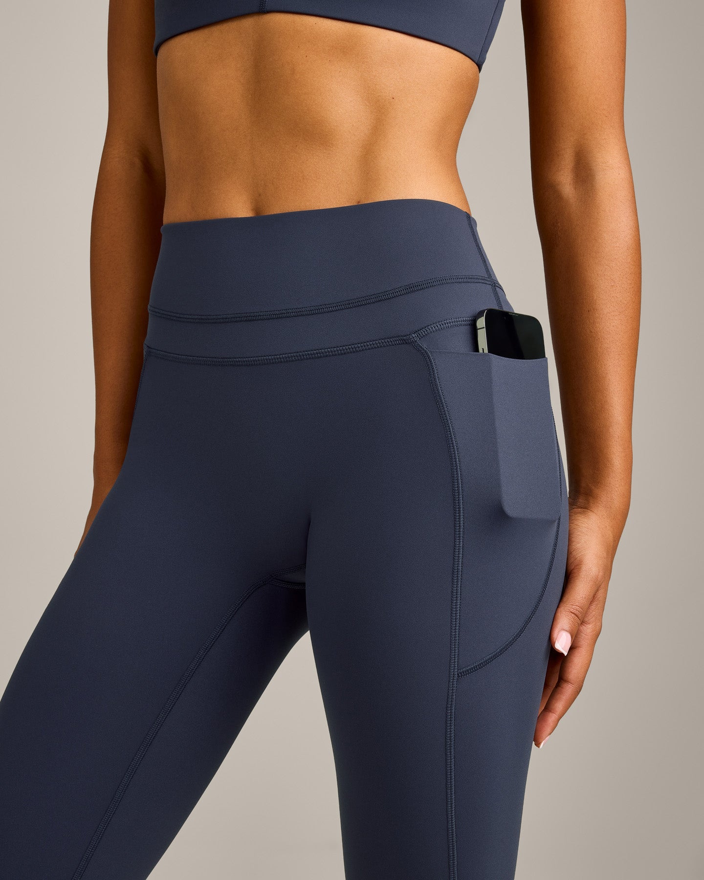 UnifiedMove High Waisted Pocket Leggings with Reflective Logo | True Blue - Image 5