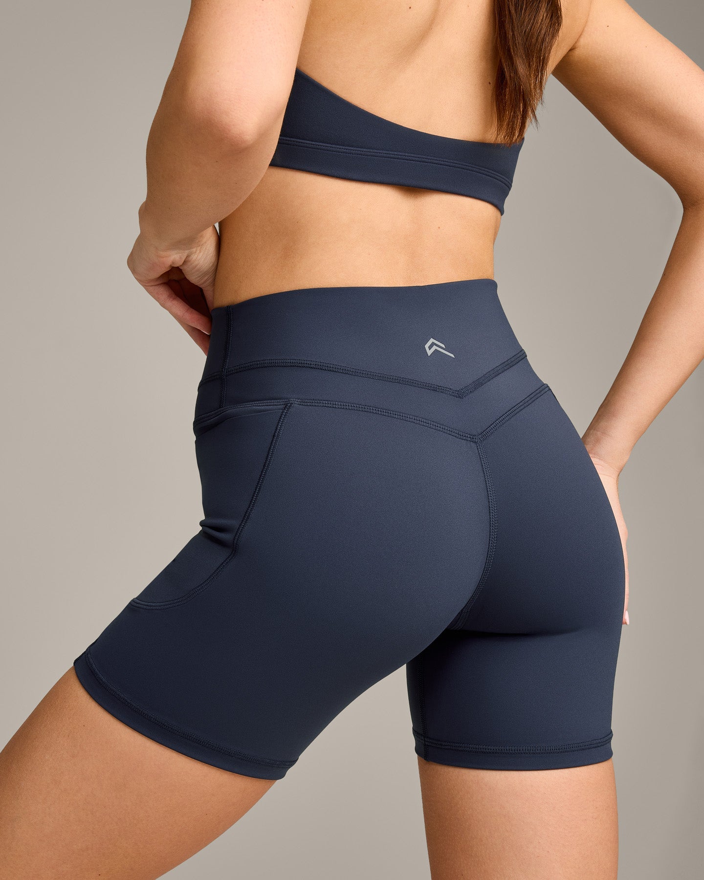 UnifiedMove High Waisted Pocket Shorts 6" with Reflective Logo | True Blue - Image 5