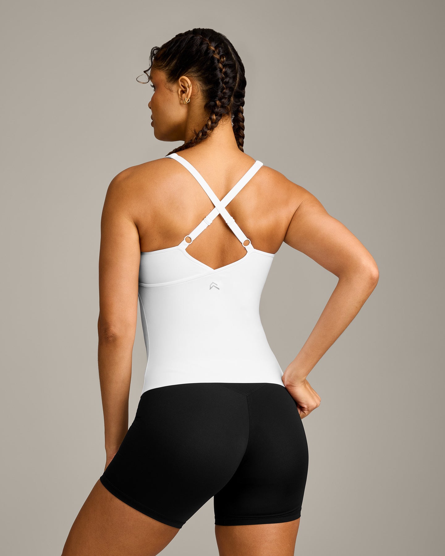 UnifiedMove V Neck Cross Back Vest with Reflective Logo | White - Image 6