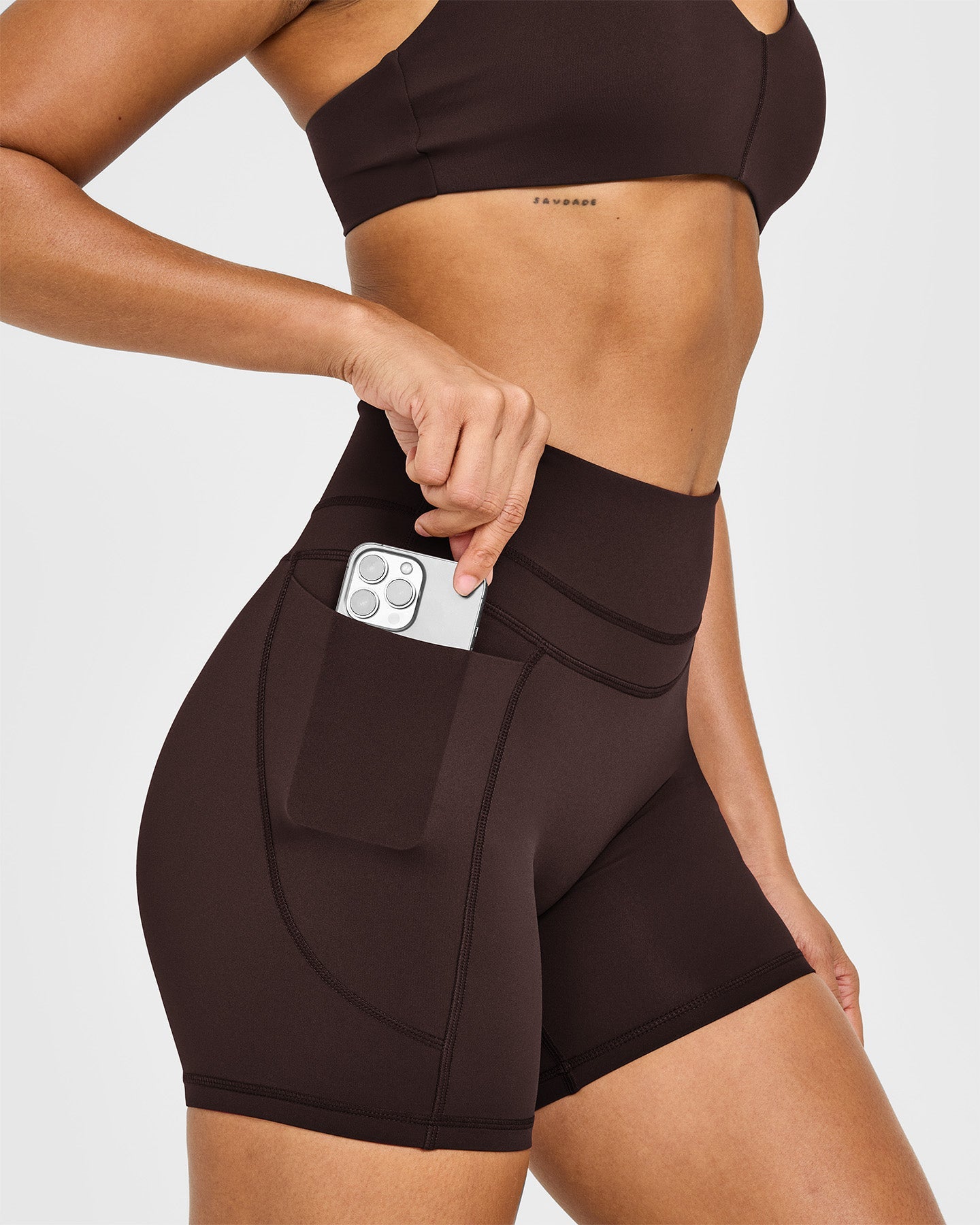 UnifiedMove High Waisted Pocket Shorts 6" | 70% Cocoa - Image 5