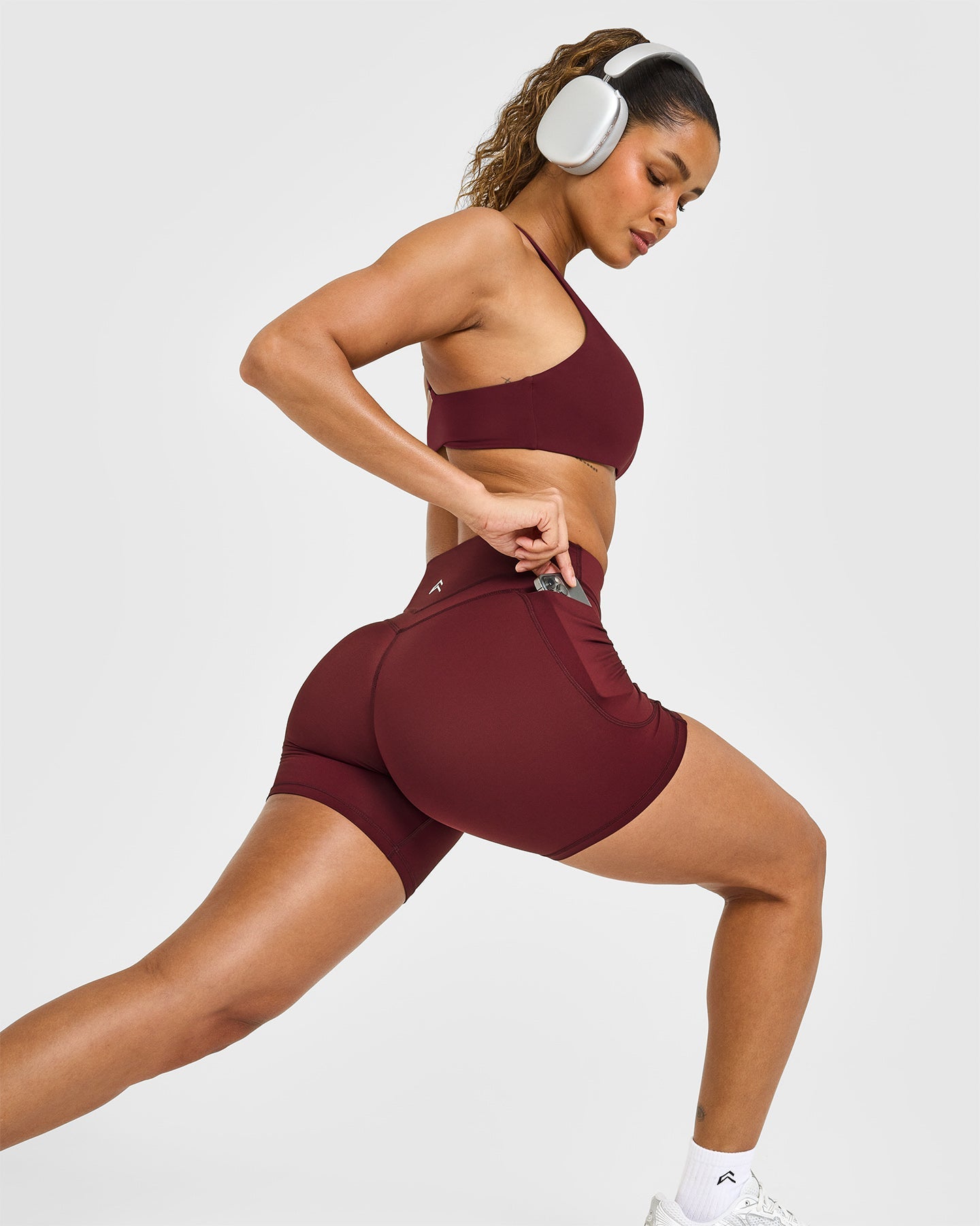 UnifiedMove High Waisted Pocket Shorts 6" | Rosewood - Image 3