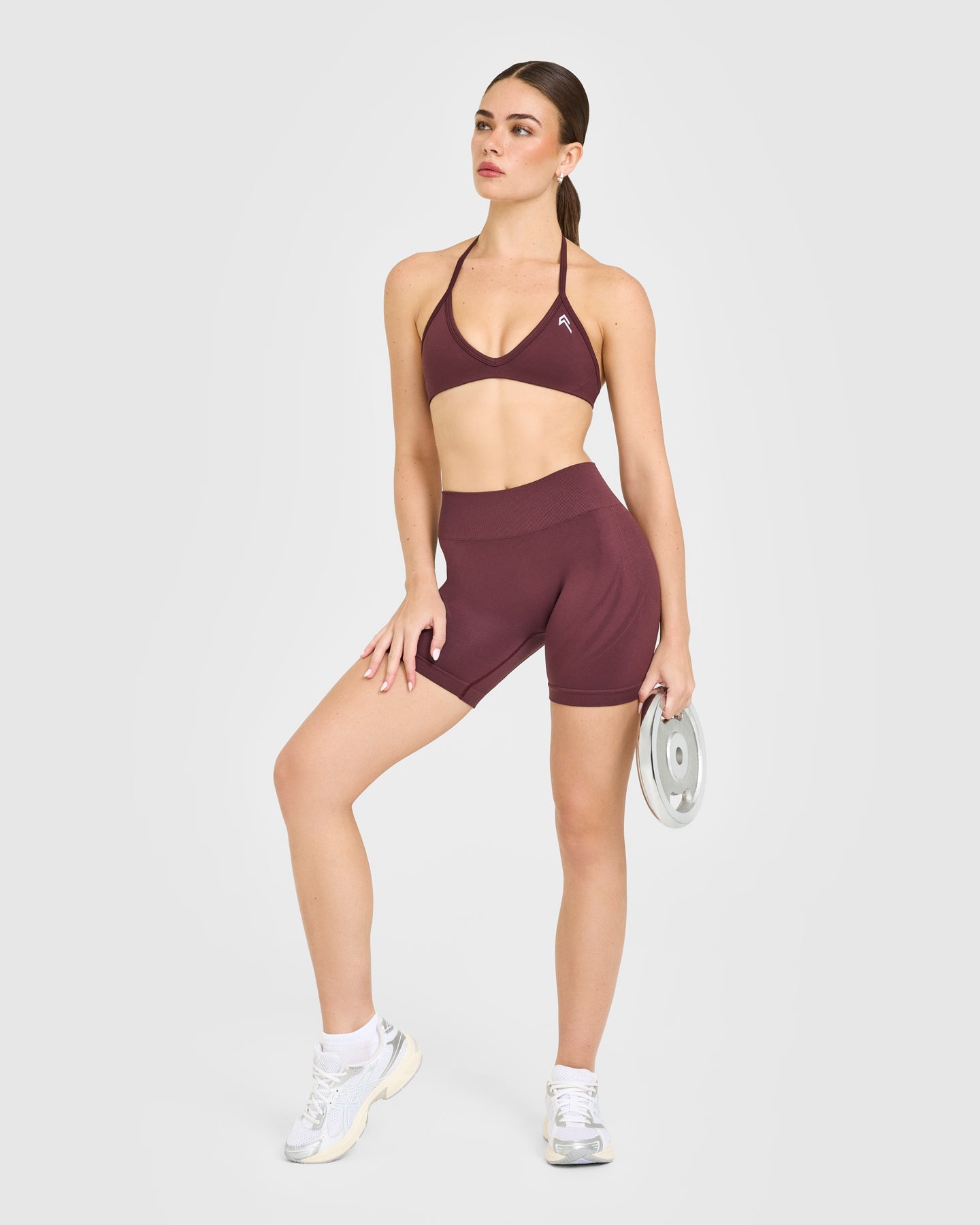 EnhanceLift Seamless Shorts with White Logo | Velvet Mocha - Image 3