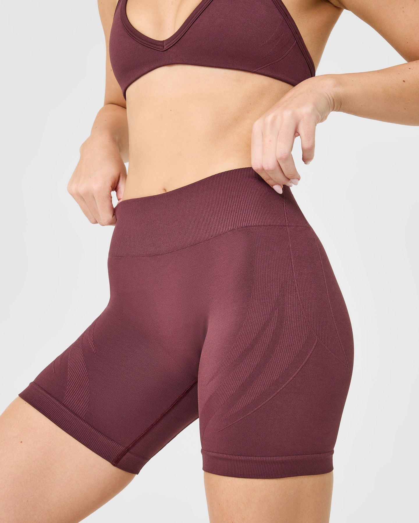 EnhanceLift Seamless Shorts with White Logo | Velvet Mocha - Image 5