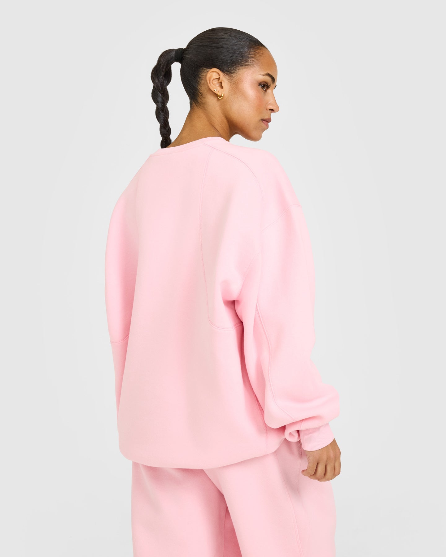 Foundations Oversized Crew Neck Sweatshirt with Oner Embroidery | Petal Pink - Image 4