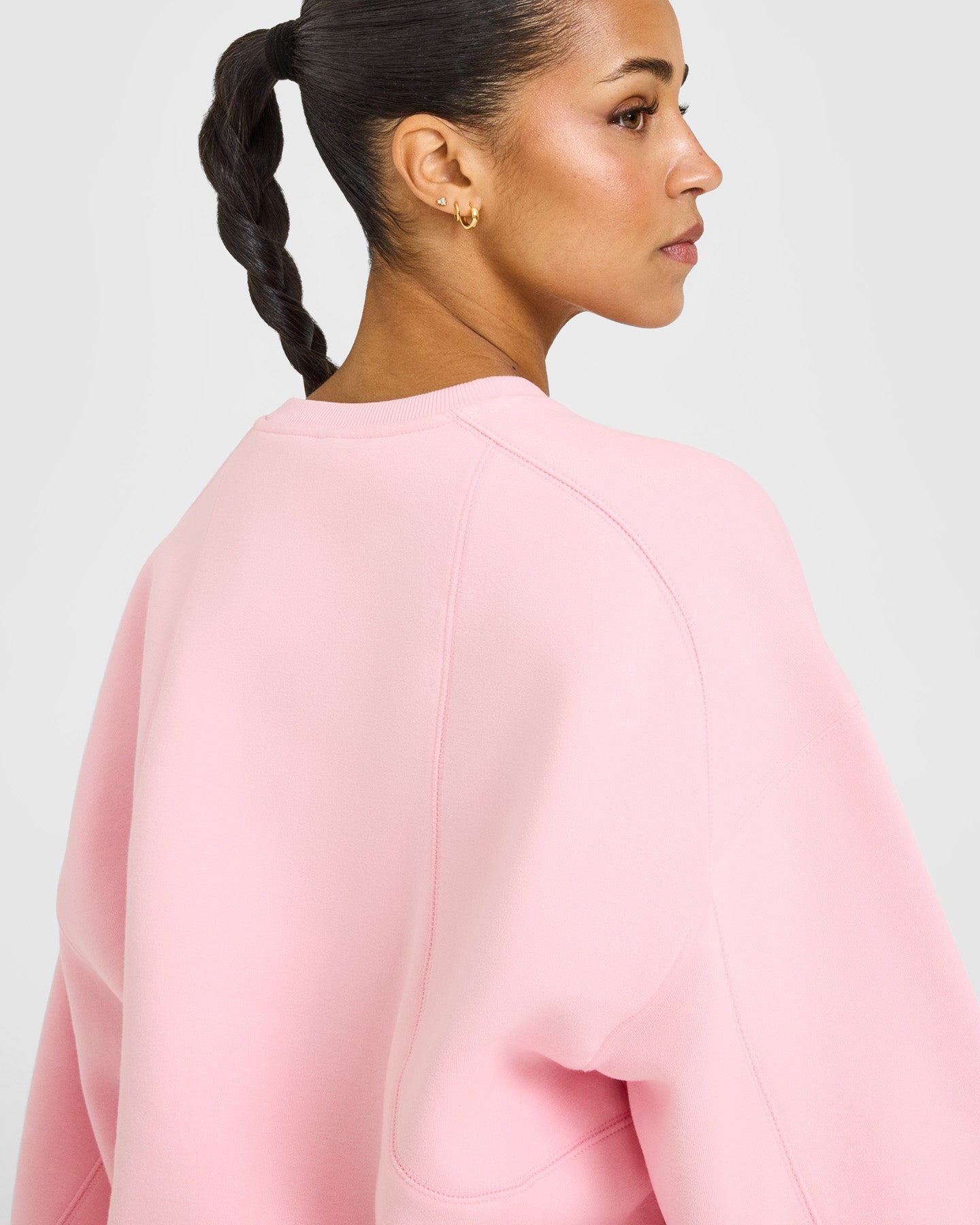 Foundations Oversized Crew Neck Sweatshirt with Oner Embroidery | Petal Pink - Image 5