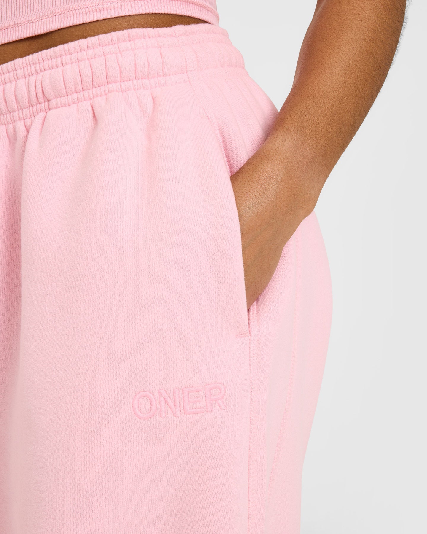 Foundations Oversized Cuffed Joggers with Oner Embroidery | Petal Pink - Image 5