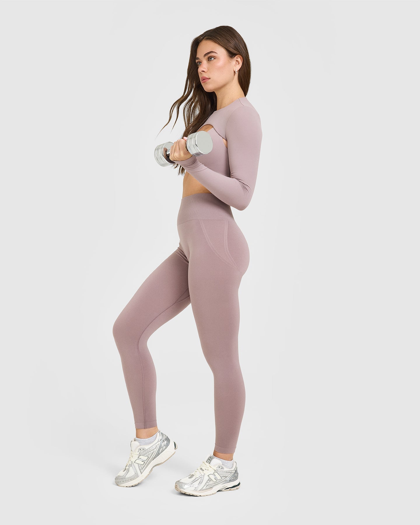 EffortlessLift Seamless Leggings with White Logo | Dusty Purple - Image 3