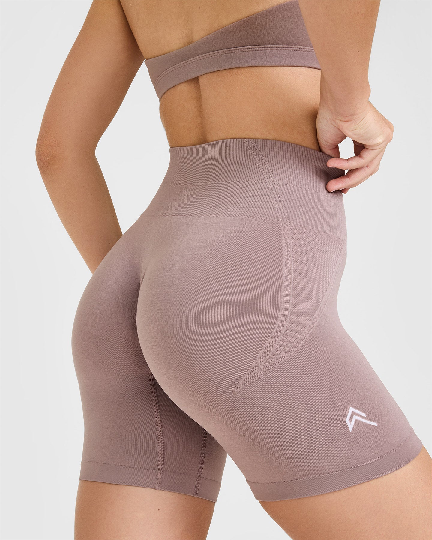 EffortlessLift Seamless Shorts with White Logo | Dusty Purple - Image 4