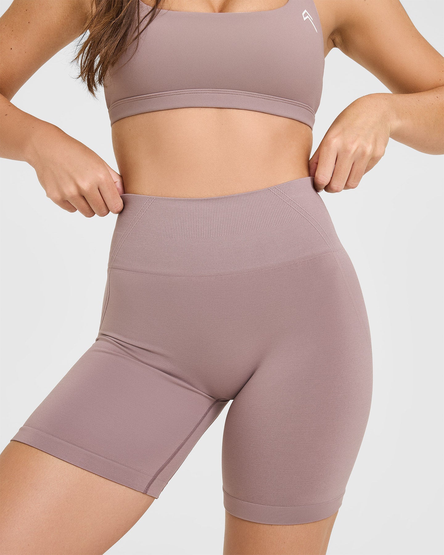EffortlessLift Seamless Shorts with White Logo | Dusty Purple - Image 5