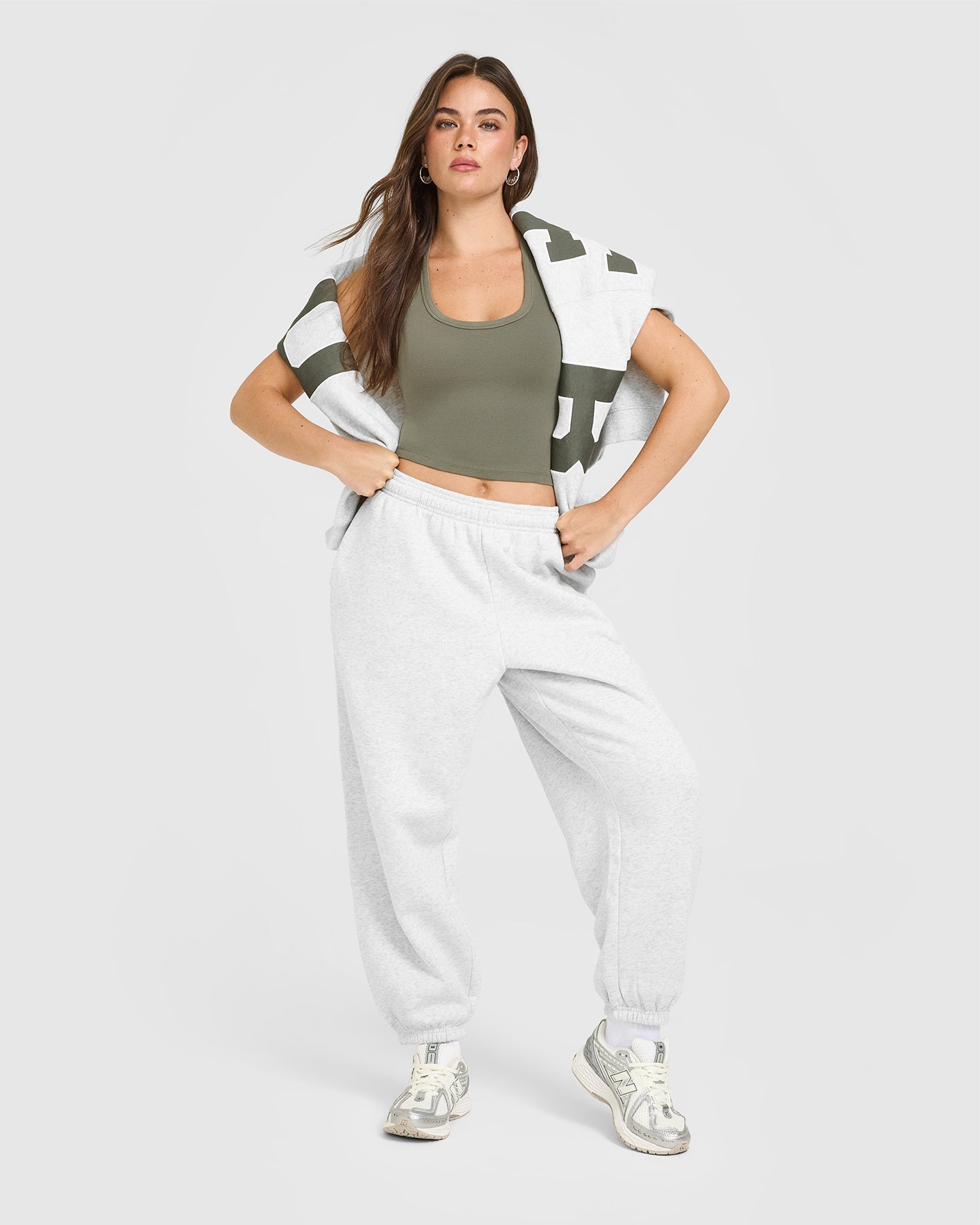 Alternative view of Foundations Oversized Oner Joggers | Light Grey Marl