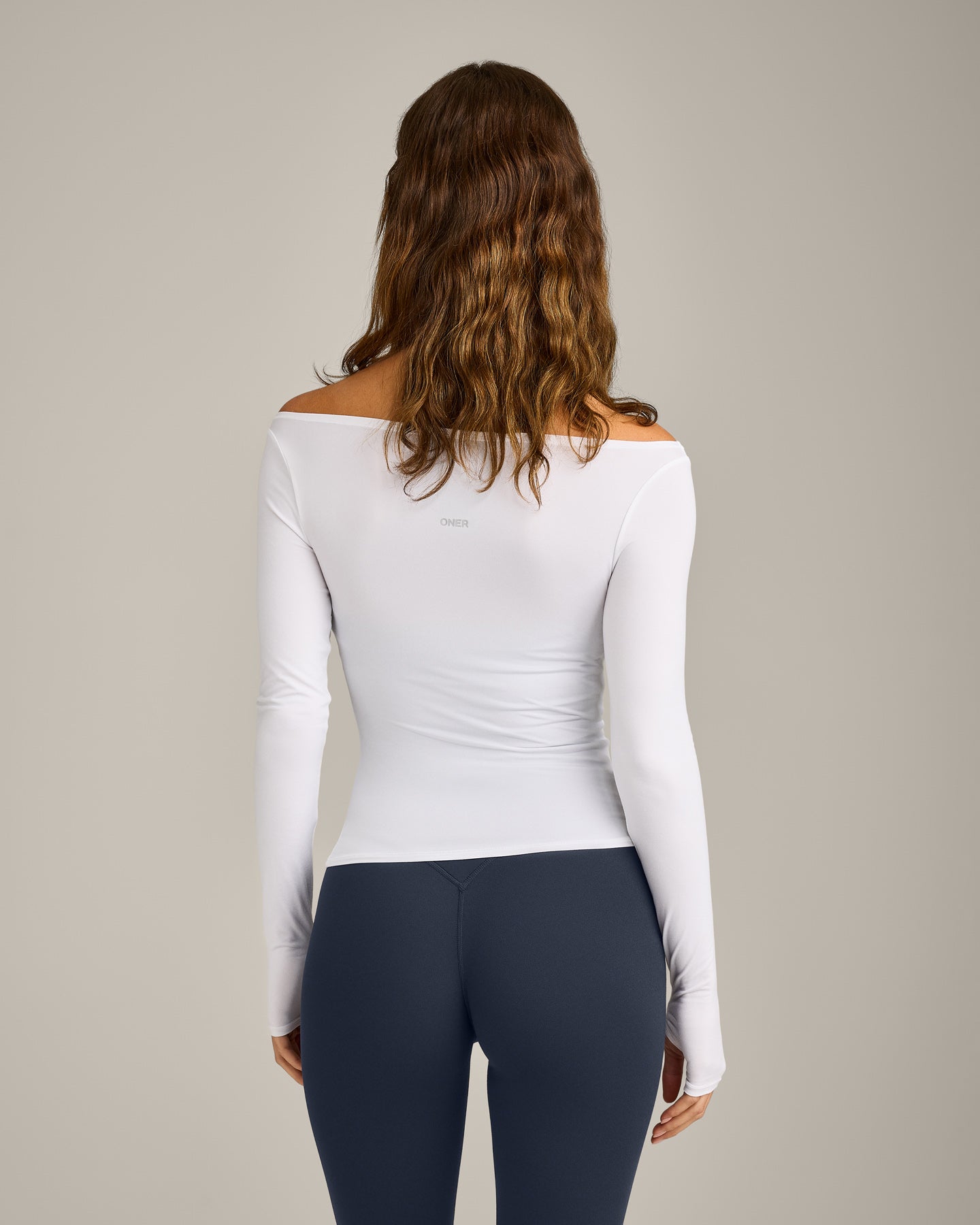 FormeSoft Fitted Off-The-Shoulder Long Sleeve Top | White - Image 6