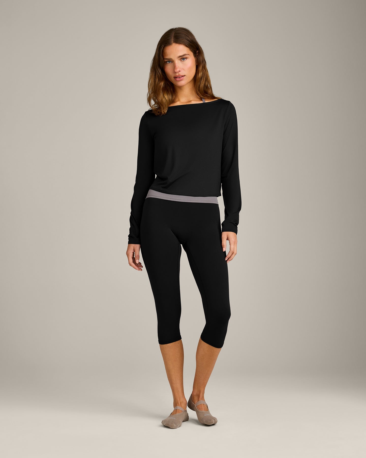 FormeSoft Relaxed Slash Neck Long Sleeve Top | Black - Image 3