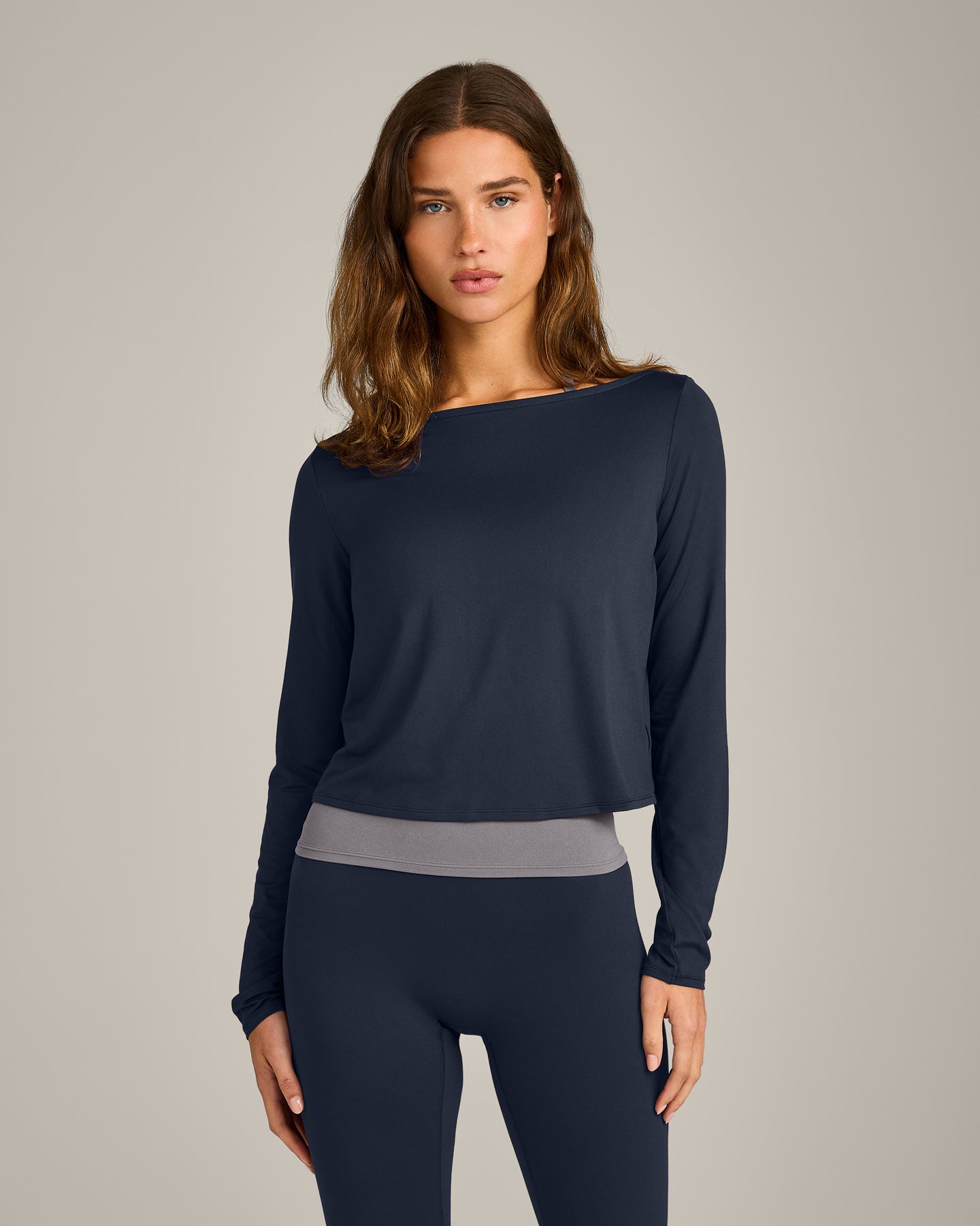 FormeSoft Relaxed Slash Neck Long Sleeve Top | True Blue