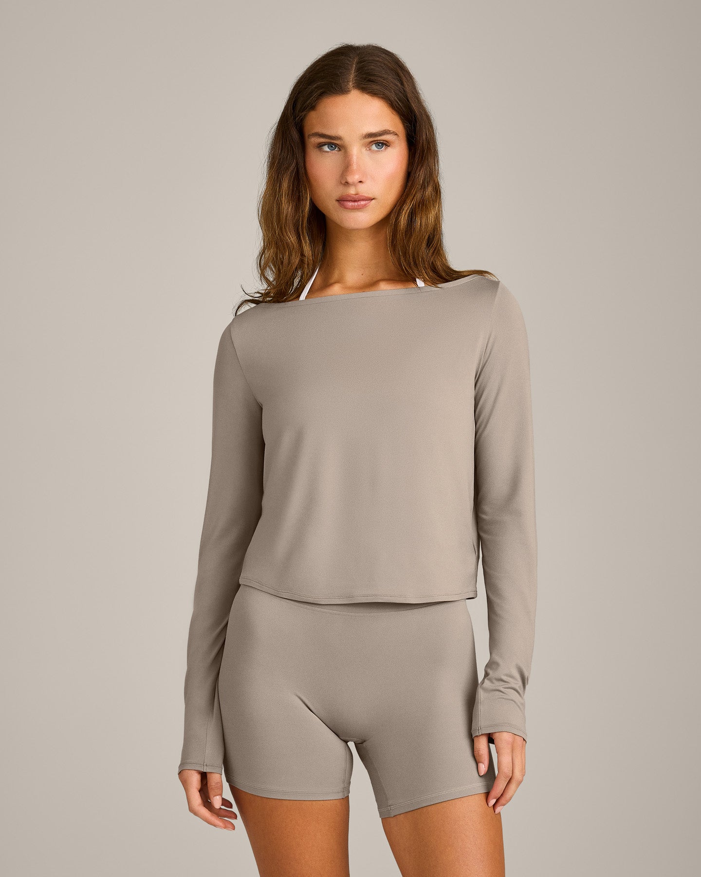 FormeSoft Relaxed Slash Neck Long Sleeve Top | Warm Sand