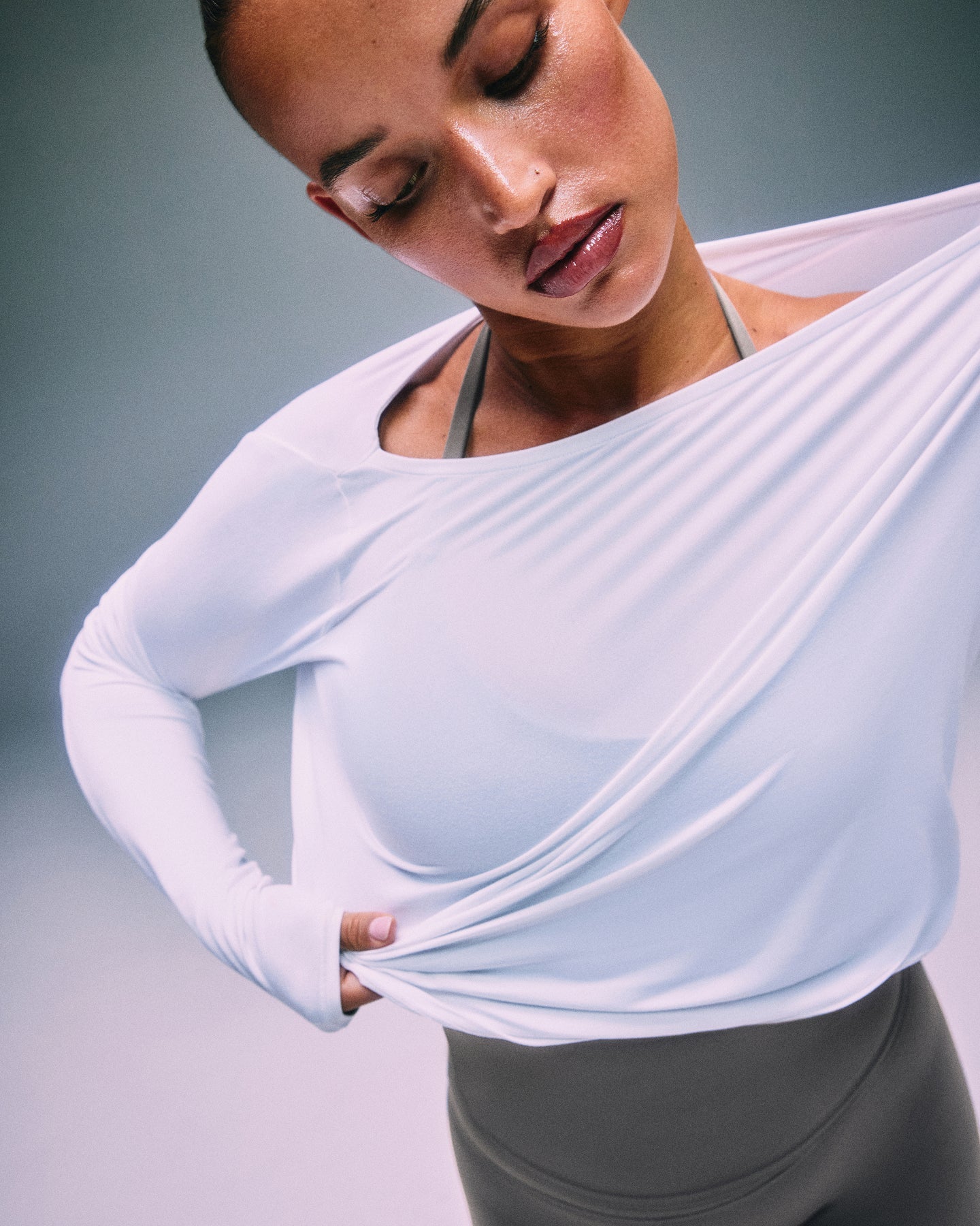 Alternative view of FormeSoft Relaxed Slash Neck Long Sleeve Top | White