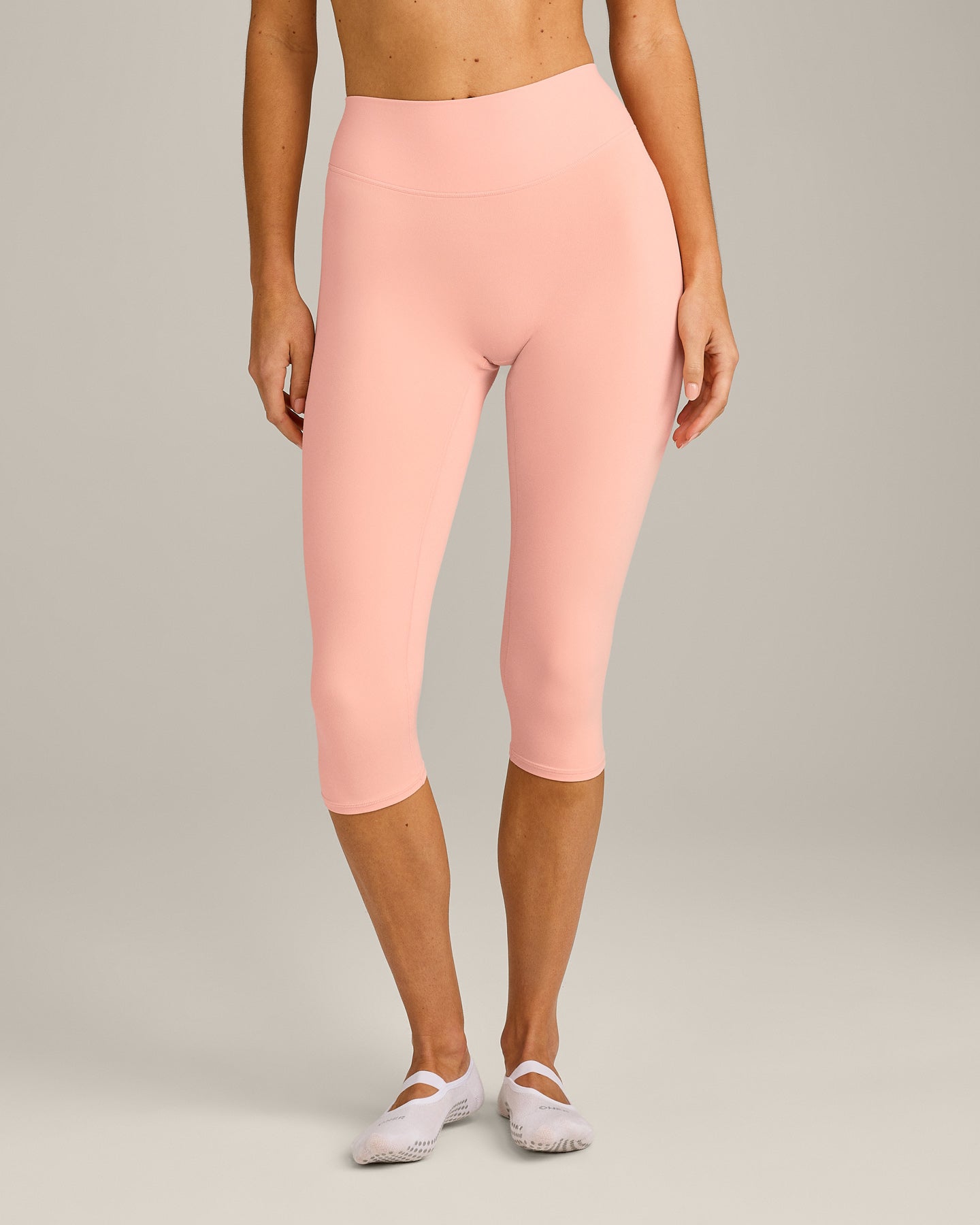 SoftMotion High Waisted Capri Leggings with Grey Logo | Peach Orange - Image 6