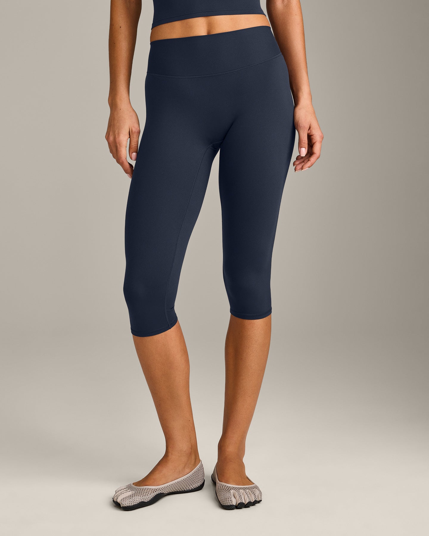 SoftMotion High Waisted Capri Leggings with Grey Logo | True Blue - Image 6