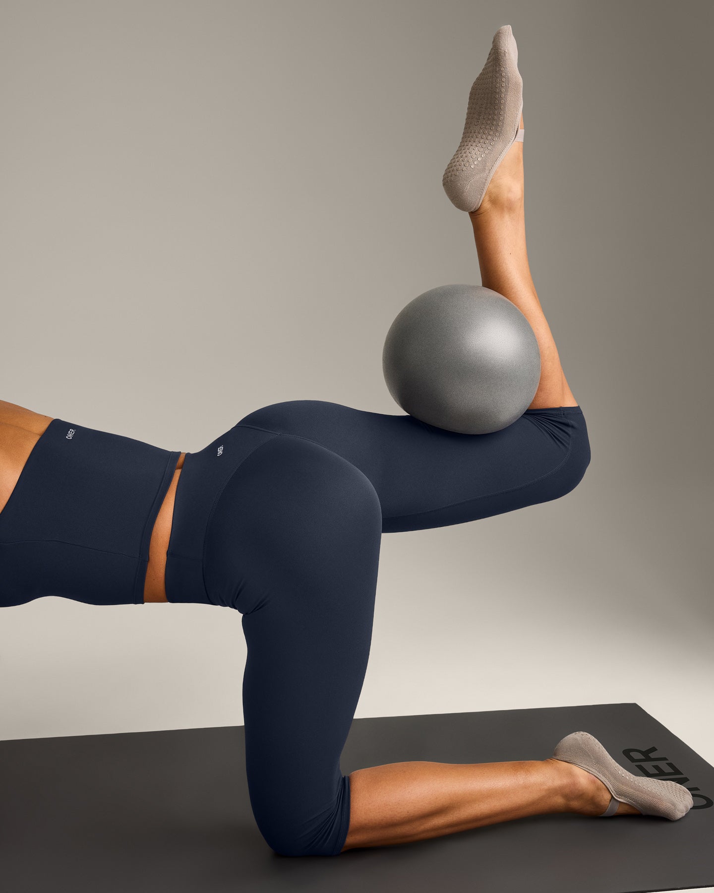 SoftMotion High Waisted Capri Leggings with Grey Logo | True Blue - Image 5