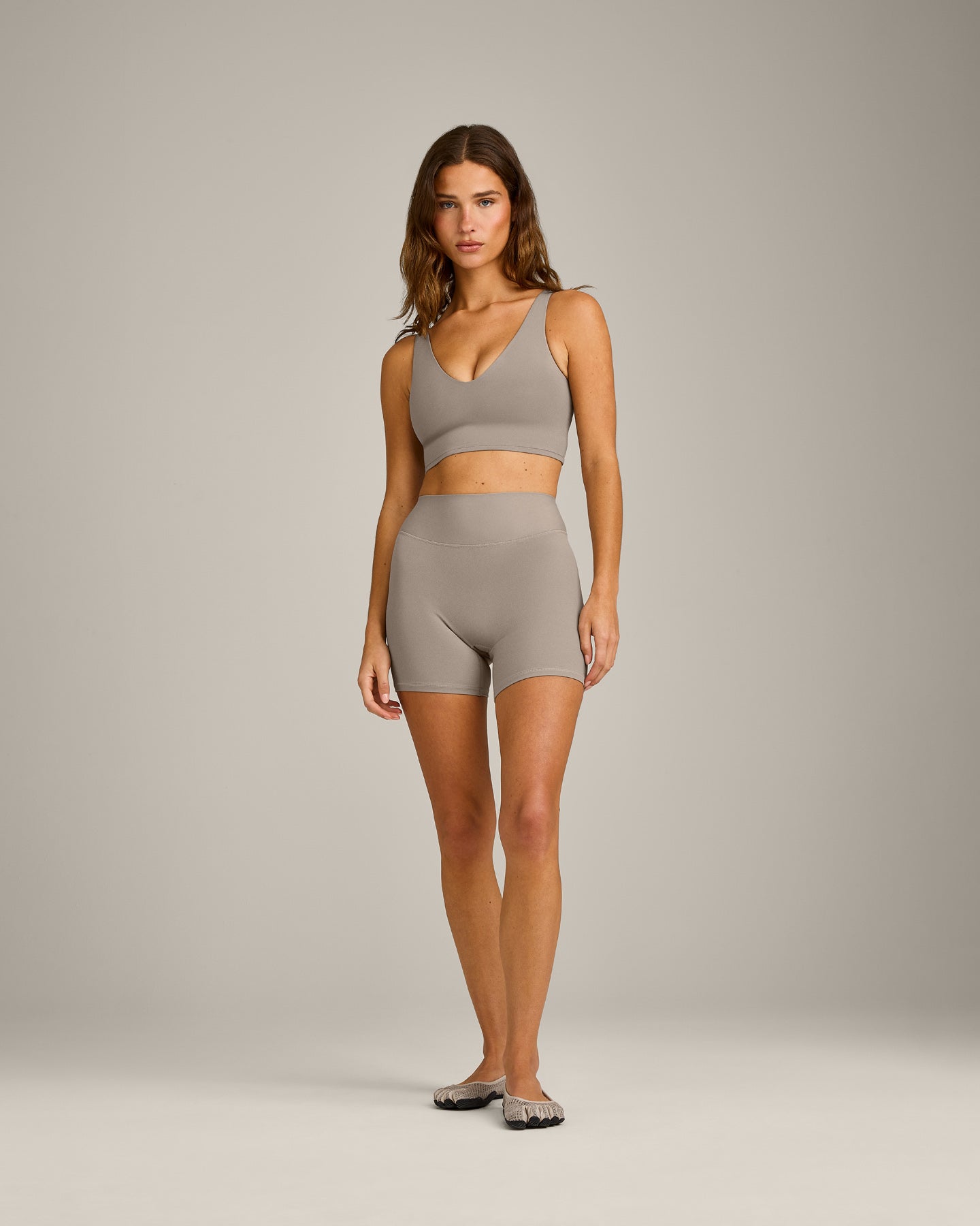 SoftMotion Longline Sports Bra with White Logo | Warm Sand - Image 3