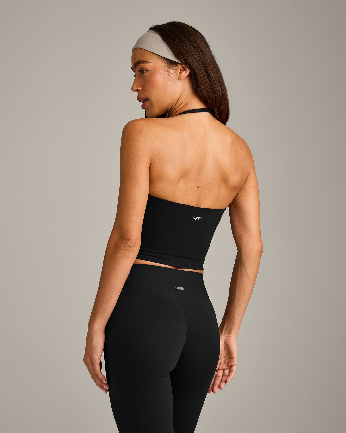 SoftMotion Strappy Halter Neck Mid Vest with Built in Bra Shelf with Grey Logo | Black - Image 6
