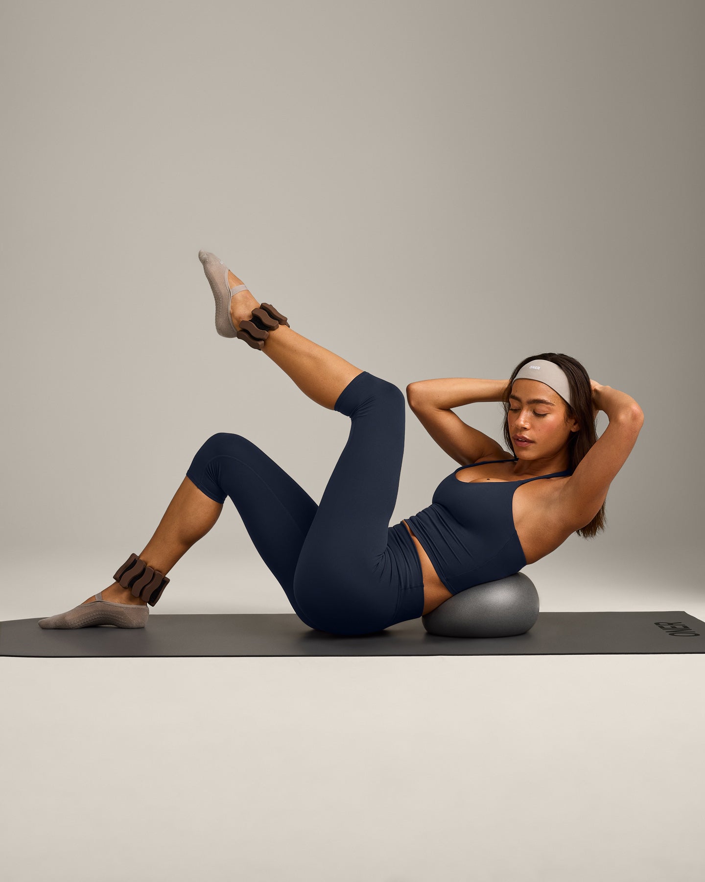 SoftMotion Strappy Halter Neck Mid Vest with Built in Bra Shelf with Grey Logo | True Blue - Image 3