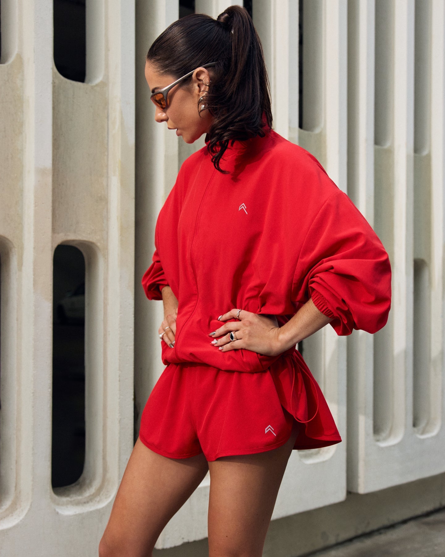 Alternative view of AirMove Jacket with Reflective Logo | Fiery Red