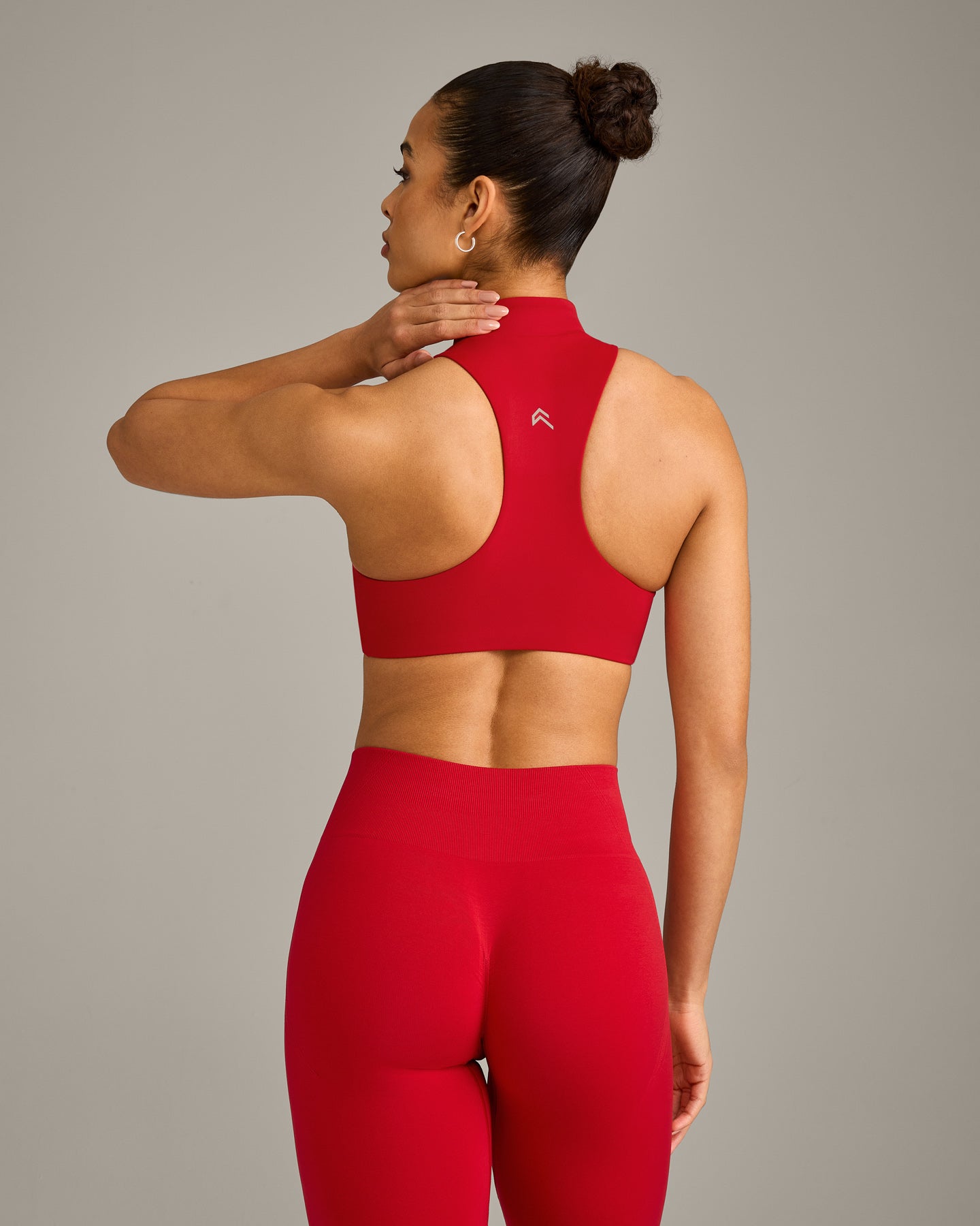 Alternative view of EasyLift Zip High Neck Sports Bra with Grey Logo | Fiery Red