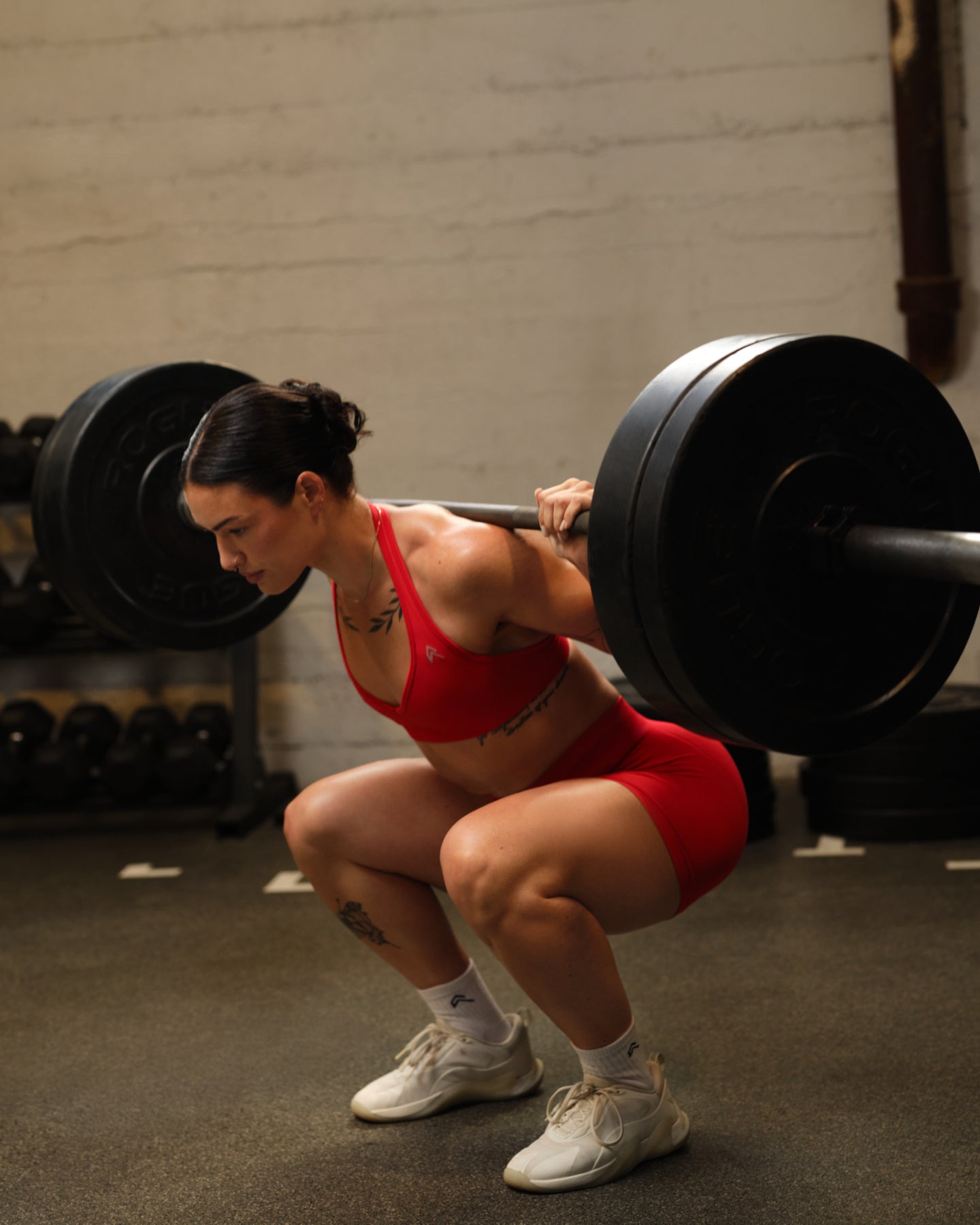 Alternative view of EffortlessLift Seamless Halter Neck Sports Bra with Grey Logo | Fiery Red