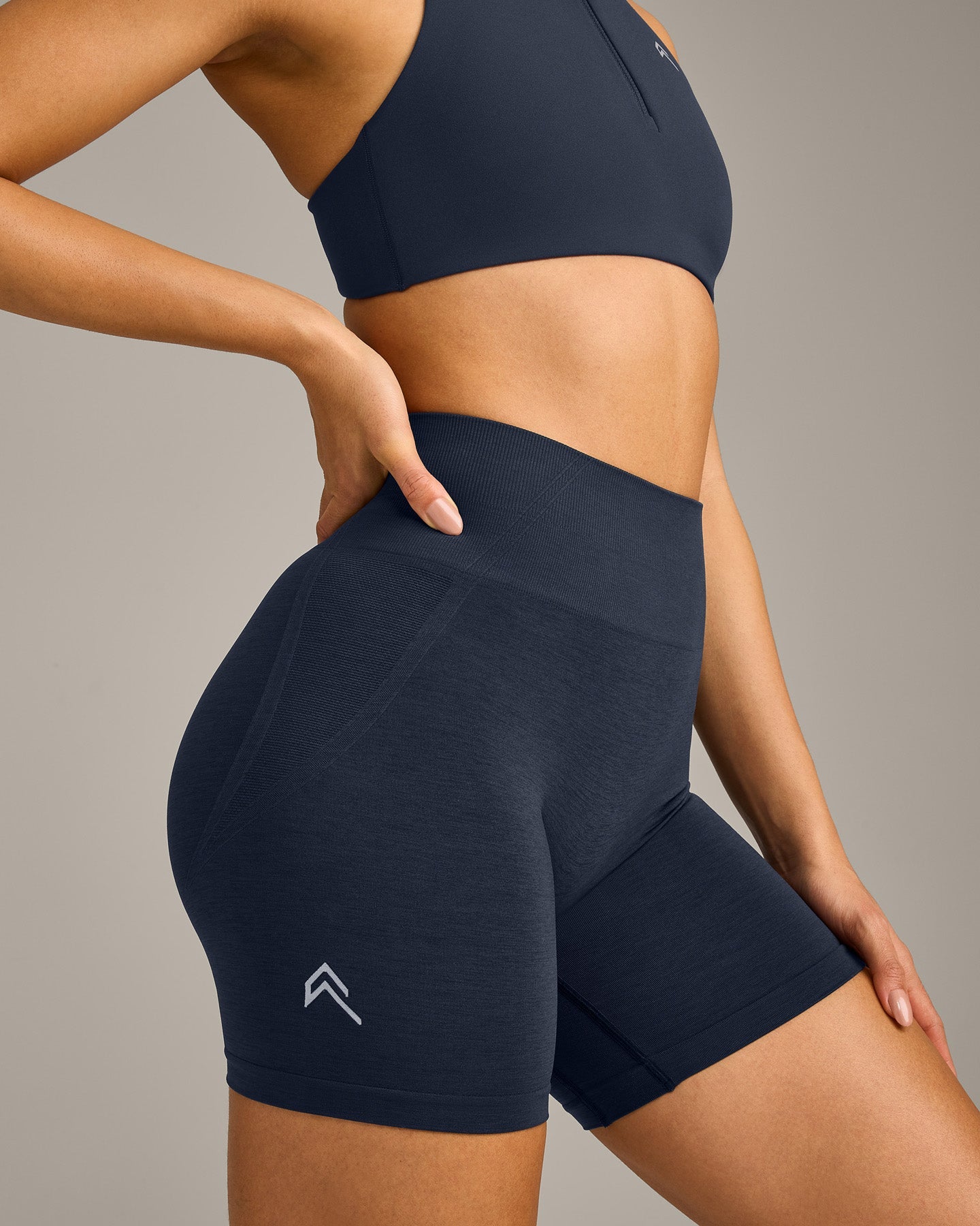 EffortlessLift Seamless Shorts with Grey Logo | True Blue - Image 5