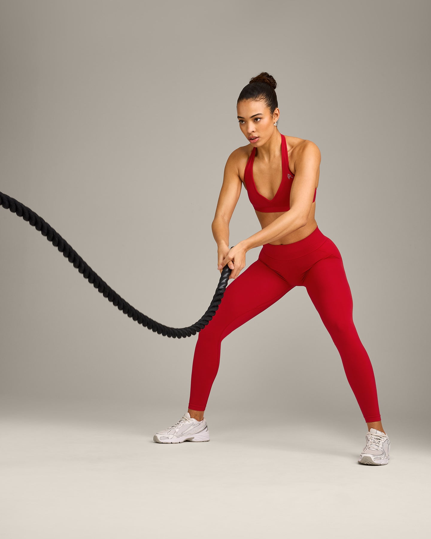 EffortlessLift Seamless Mid Rise Leggings with Grey Logo | Fiery Red - Image 6