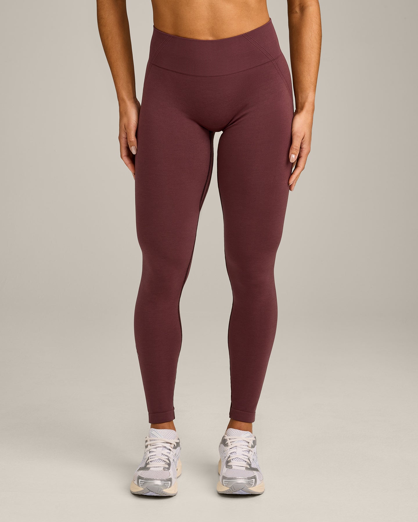 EffortlessLift Seamless Mid Rise Leggings with Grey Logo | Velvet Mocha - Image 6