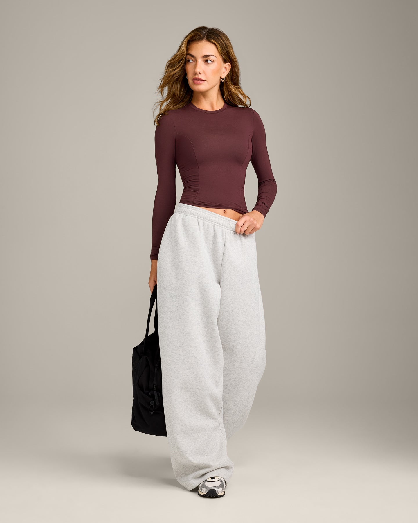 Mellow Motion Crew Neck Long Sleeve Top | Light Velvet Mocha - Image 3