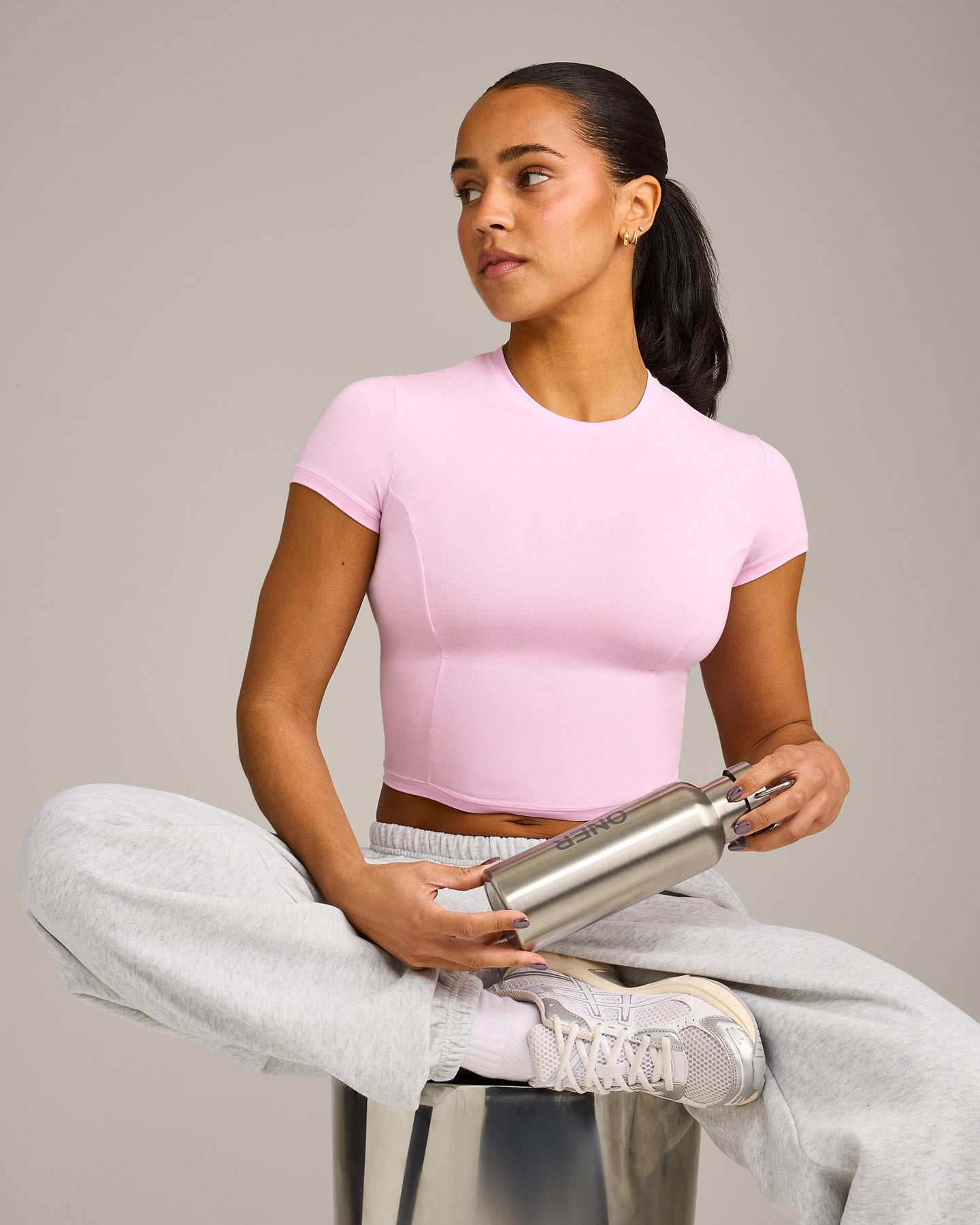 Mellow Motion Crew Neck Mid Top | Chalk Pink - Image 3