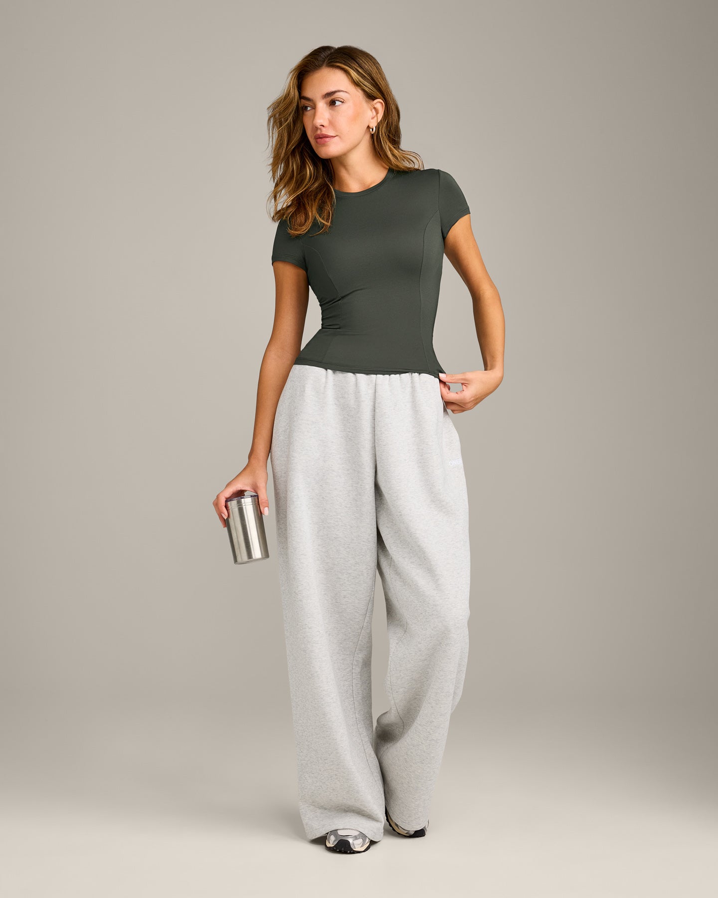 Alternative view of Mellow Motion Crew Neck Top | Dark Khaki