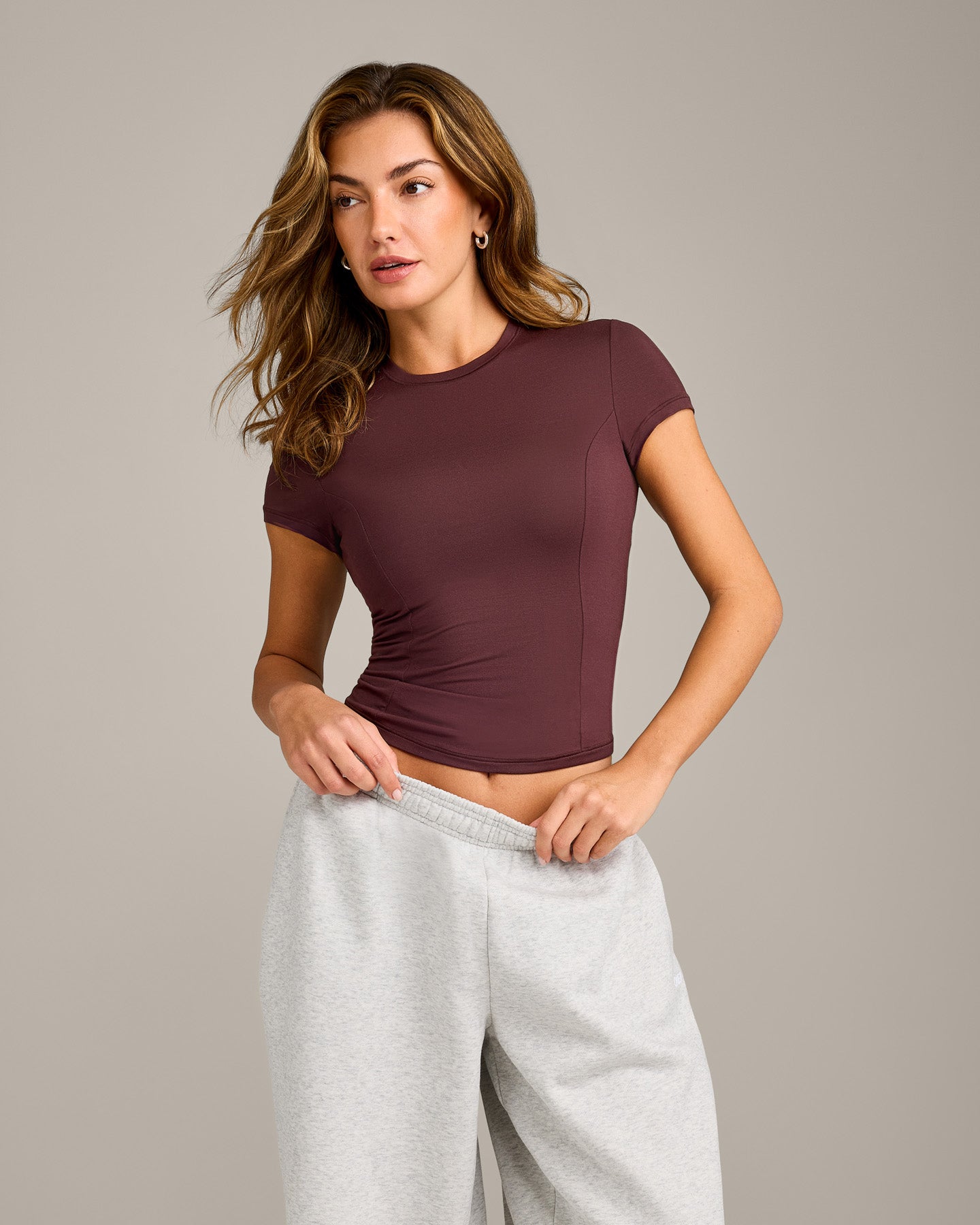 Mellow Motion Crew Neck Top | Light Velvet Mocha
