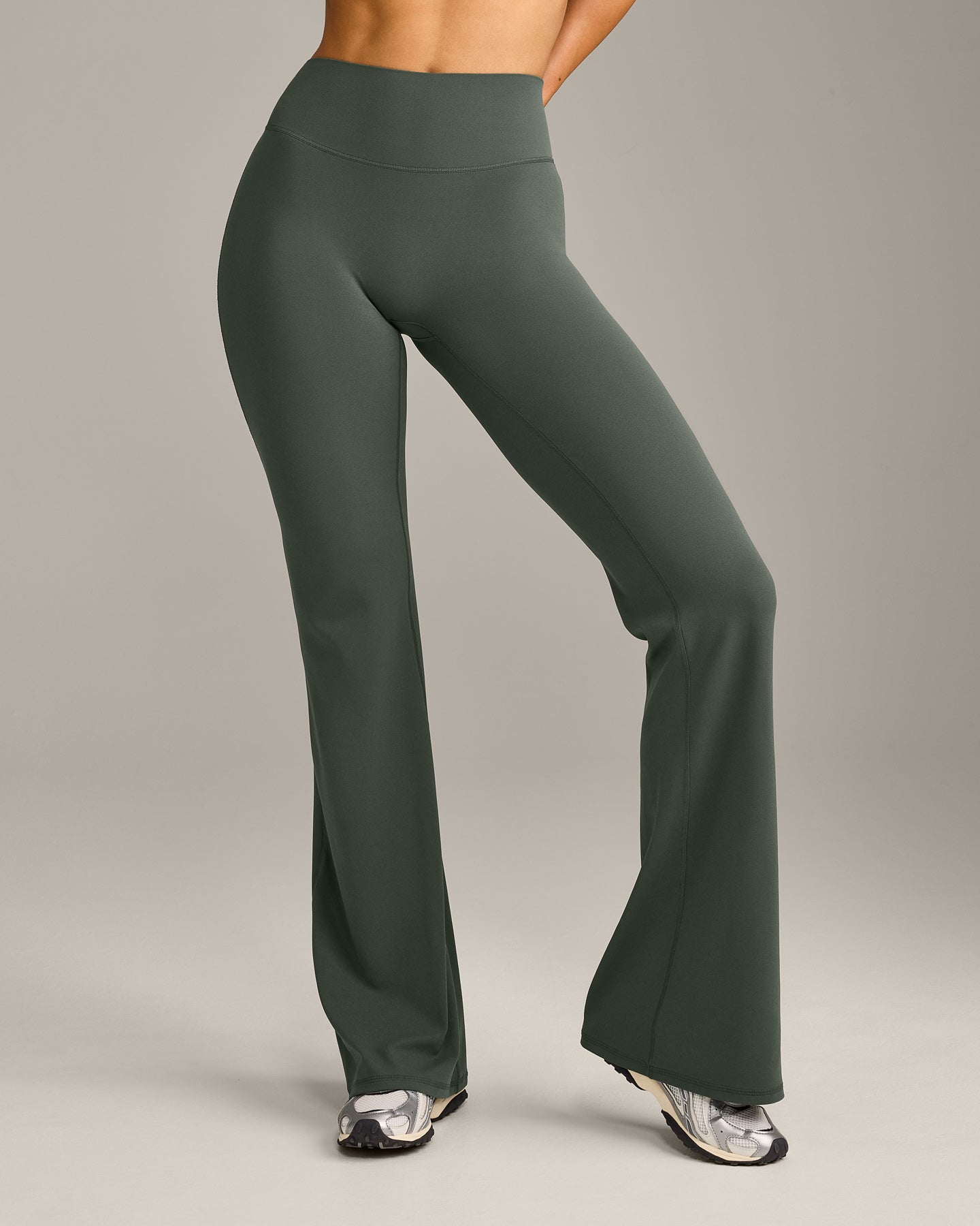 Alternative view of SoftMotion Flared Bottoms with Grey Logo | Dark Khaki
