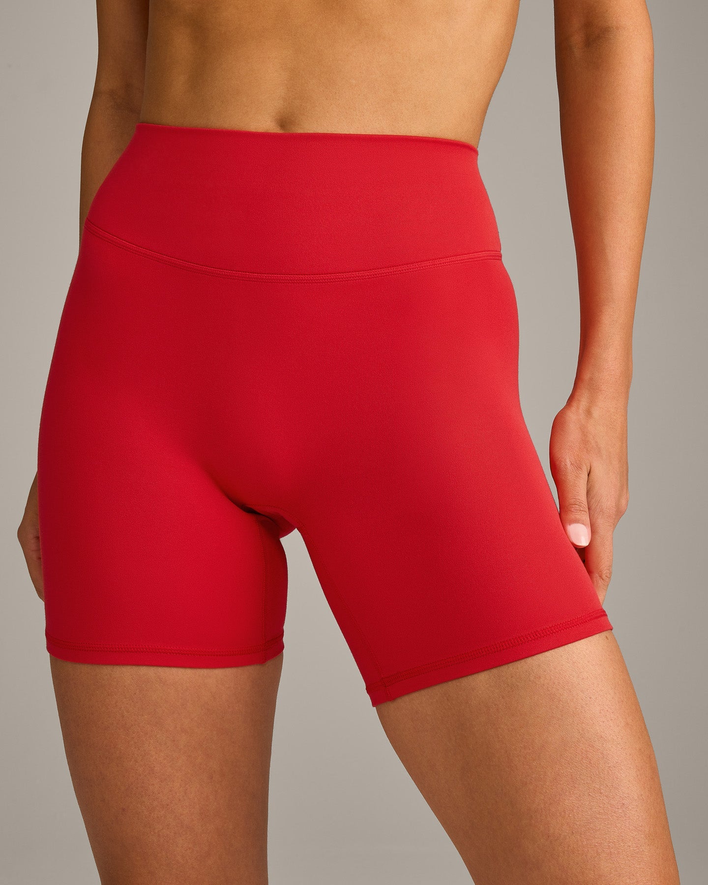 SoftMotion High Waisted Shorts 6" with Grey Logo | Fiery Red - Image 5